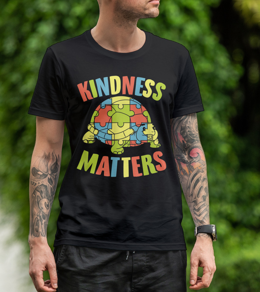 Kindness Matters Autism Puzzle Piece Turtle T-Shirt