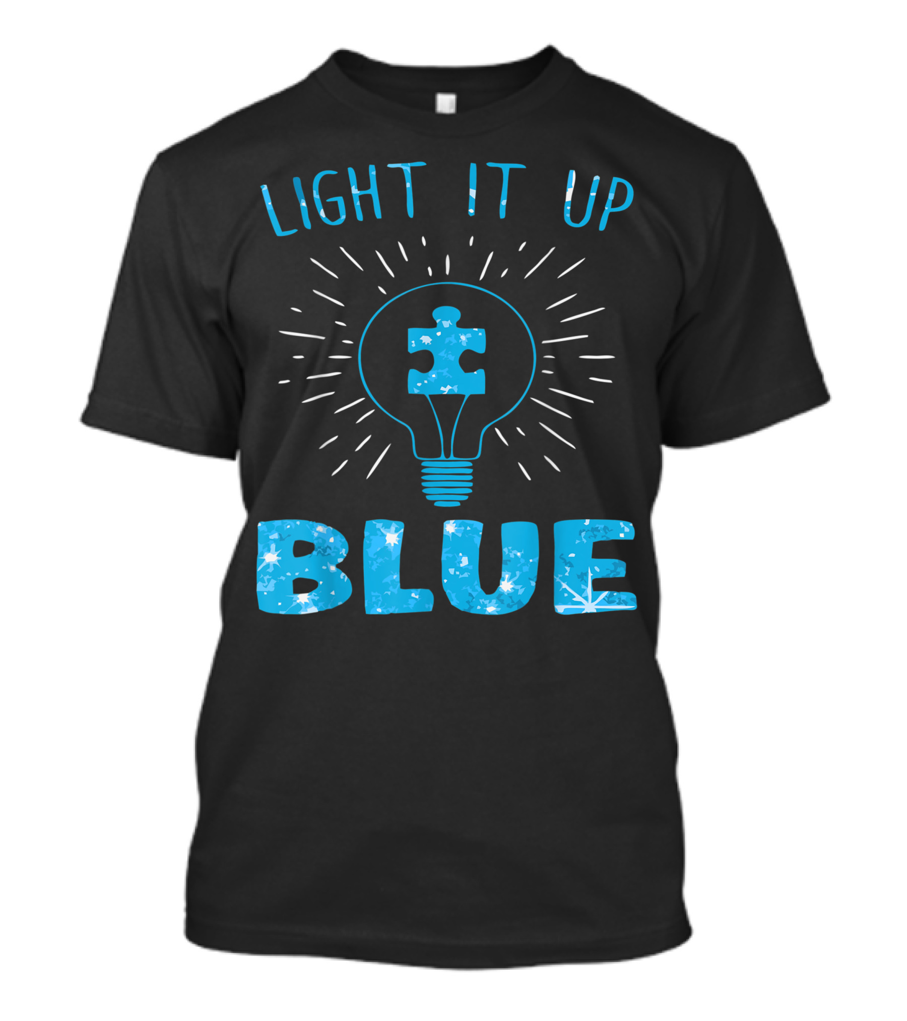 Light It Up Blue Autism Awareness Puzzle Piece Light Bulb Autistic Supporters T-Shirt