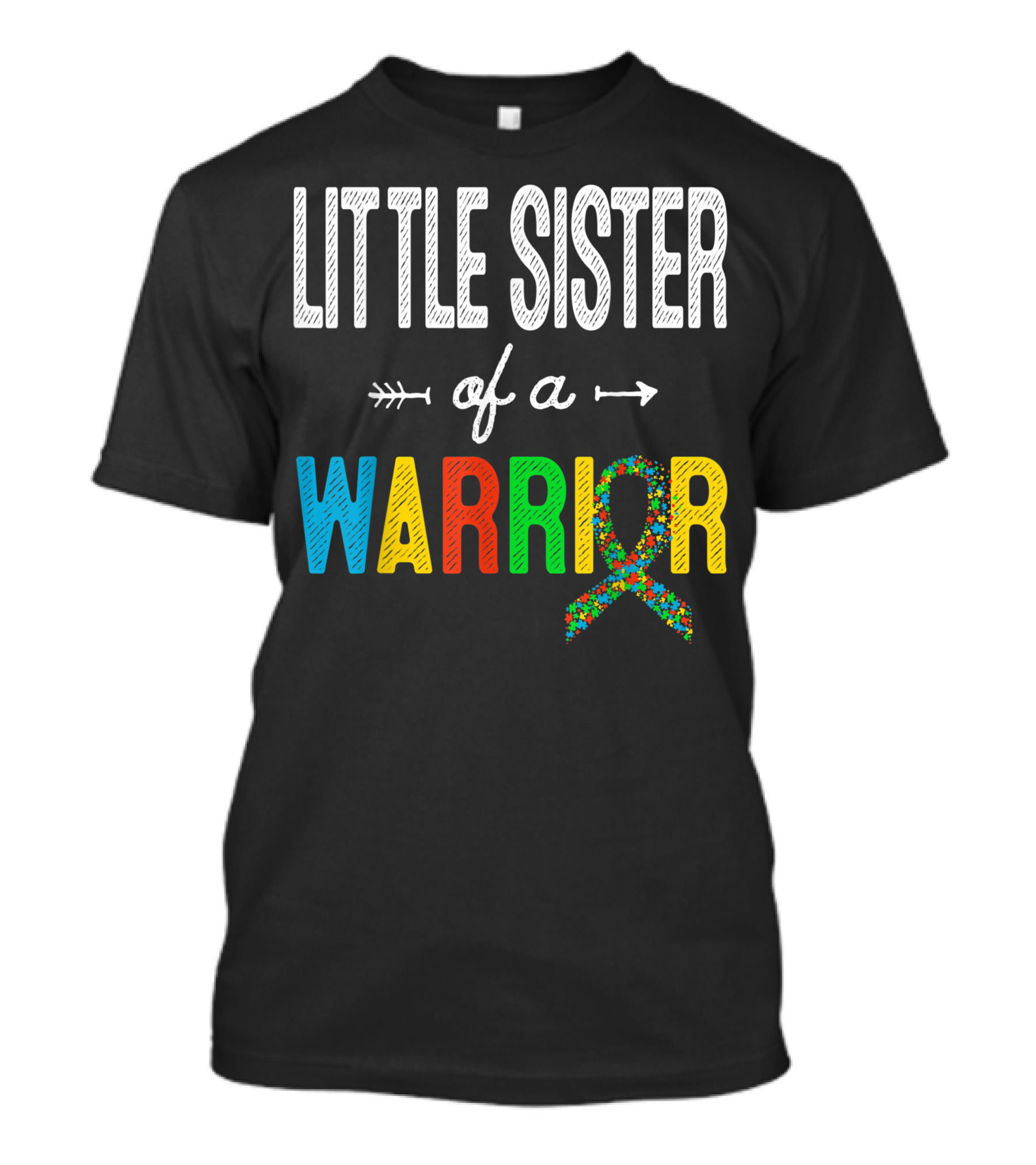 Little Sister Of A Warrior Autism Awareness Support Puzzle T-Shirt