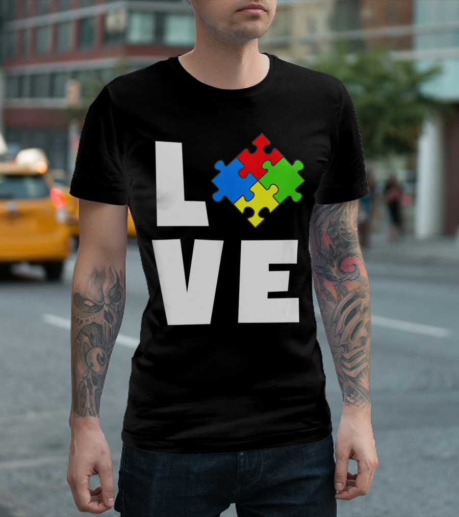 Love Autism Awareness Puzzle Piece Autistic T-Shirt