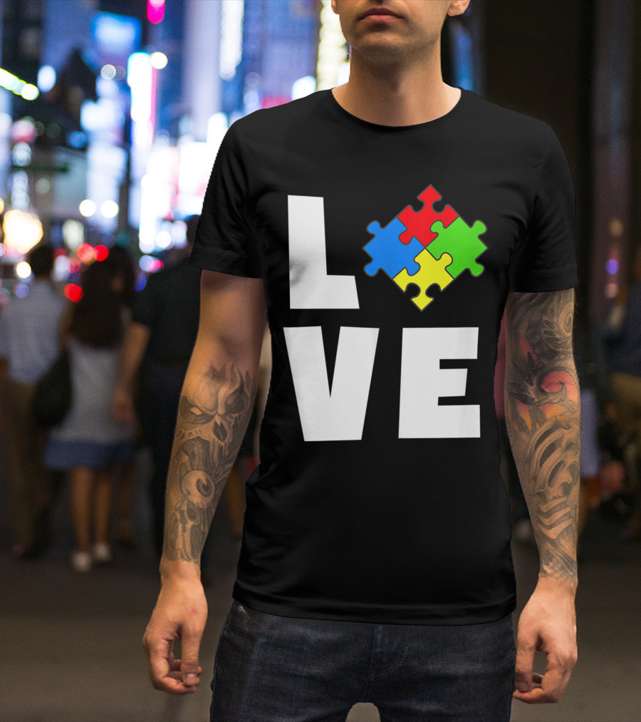 Love Autism Awareness Puzzle Piece Autistic T-Shirt