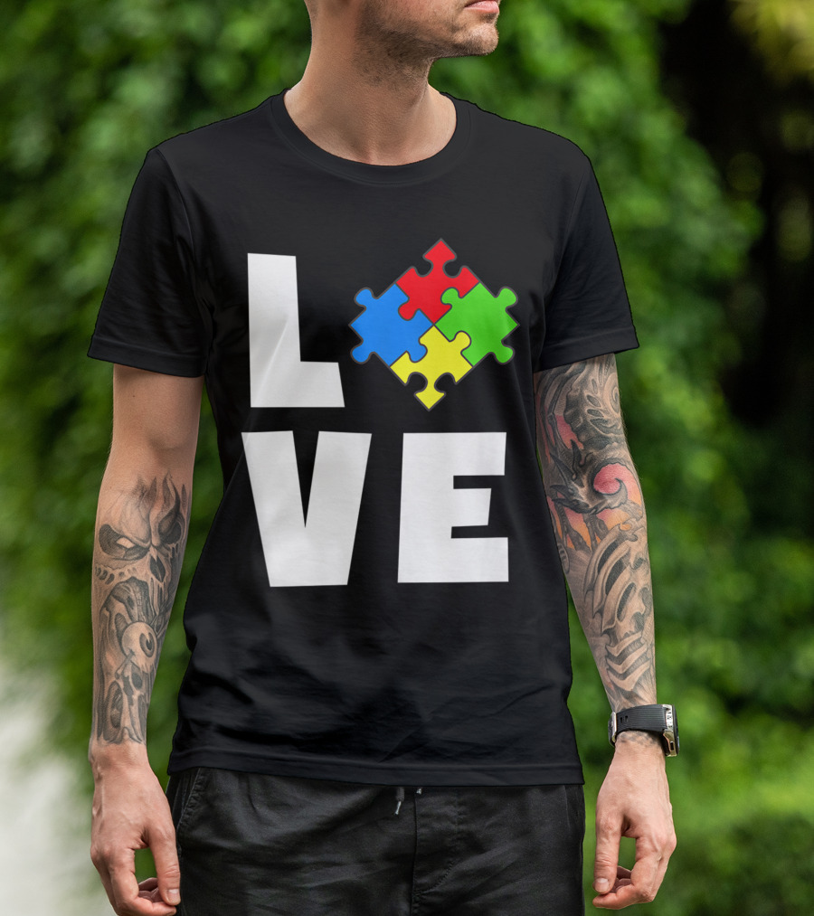 Love Autism Awareness Puzzle Piece Autistic T-Shirt
