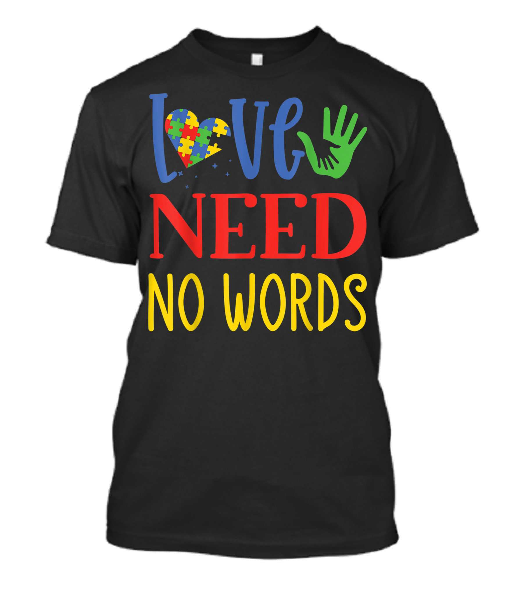 Love Need No Words Puzzle Heart Hand Autism Awareness T-Shirt