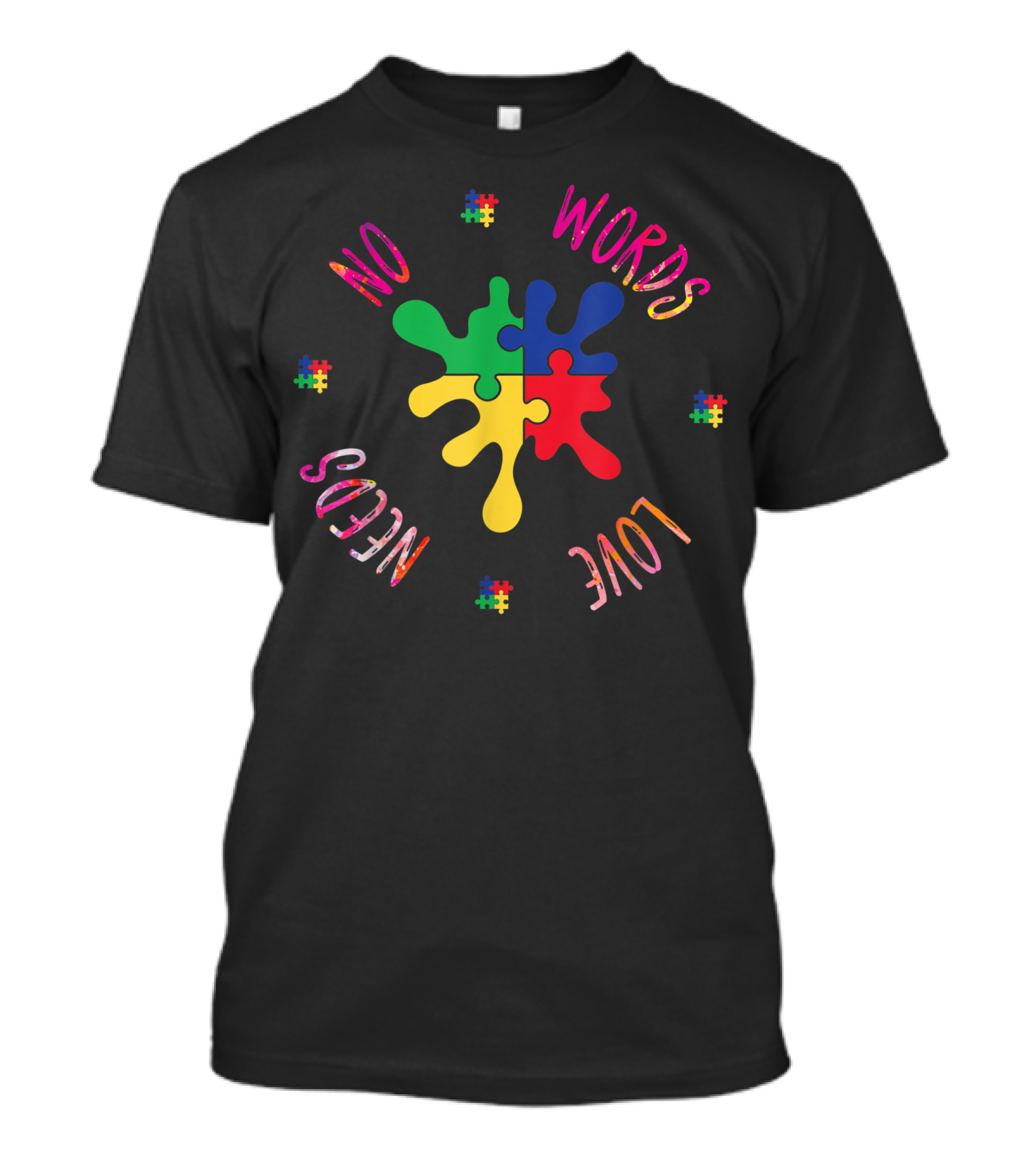 Love Needs No Words Puzzle Piece Autism Awareness Month T-Shirt