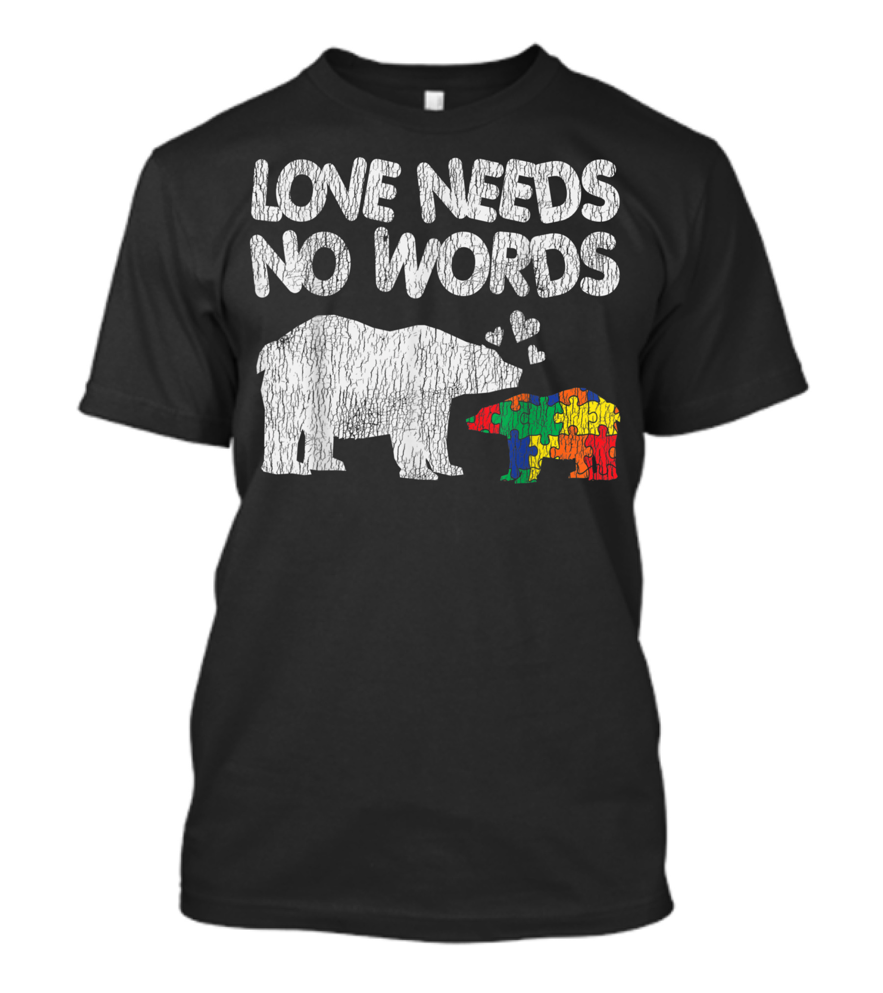 Love Needs No Words Mama Bear Puzzle Autism Awareness T-Shirt