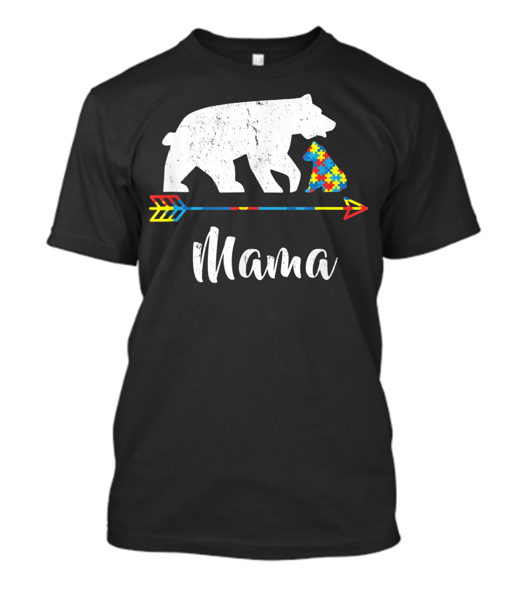 Mama Bear Autism Awareness Puzzle Animal Arrow T-Shirt