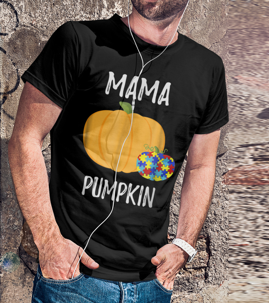 MAMA PUMPKIN Autism Awareness Puzzle Piece T-Shirt