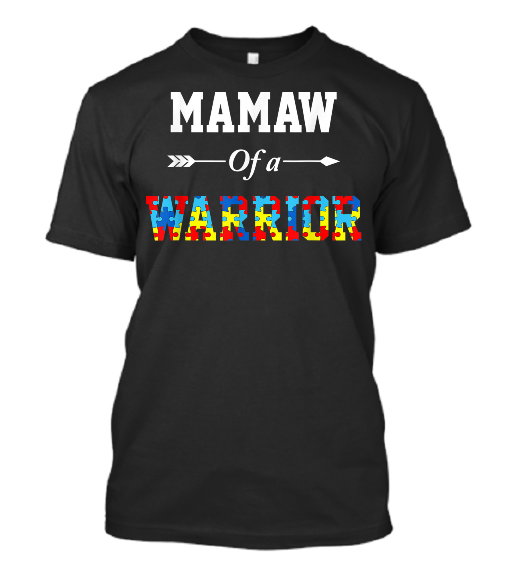 Mamaw Of A Warrior Autism Awareness Puzzle Pattern Family Support T-Shirt