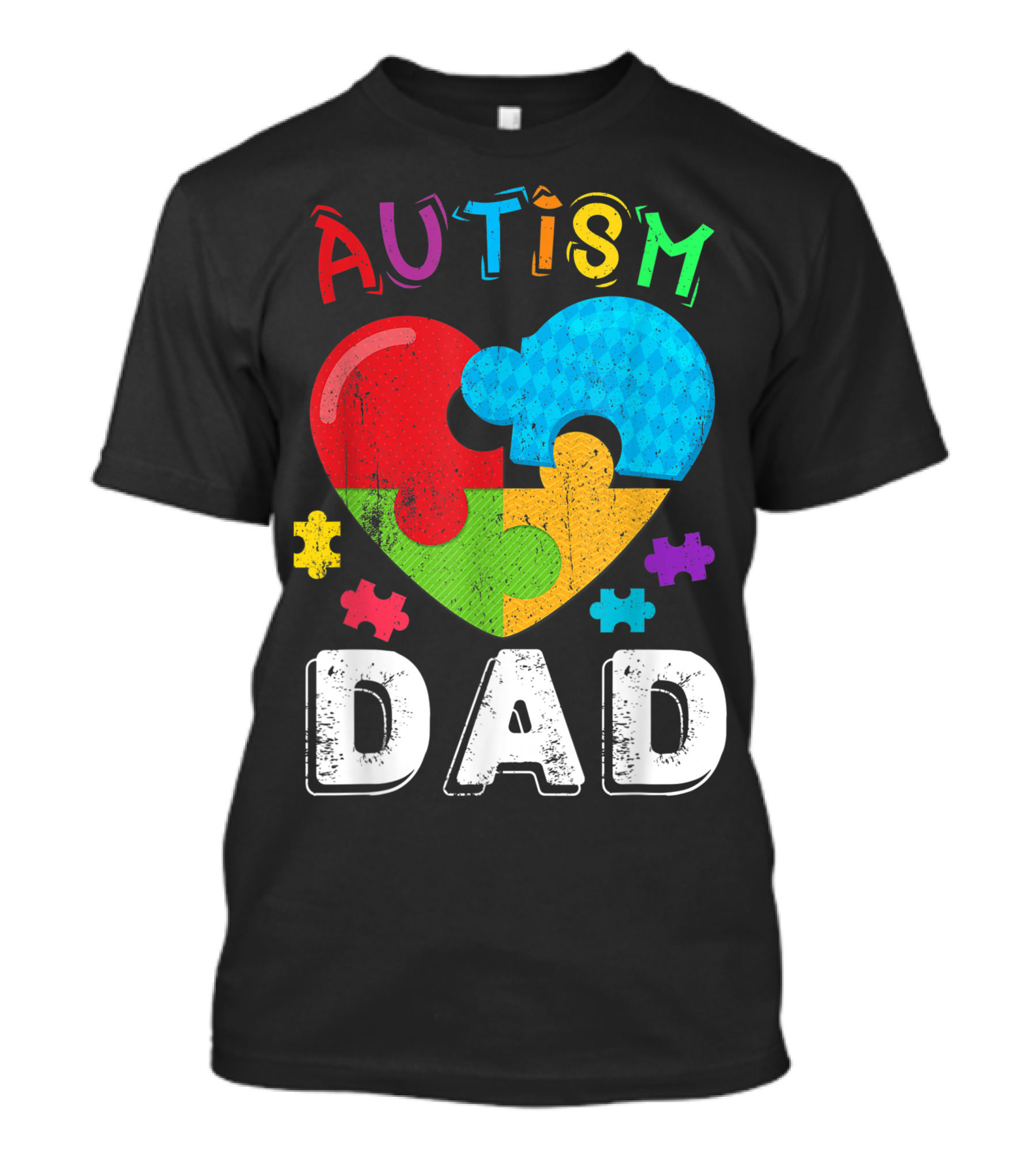 Autism Dad Puzzle Heart Mens Autism Awareness Month T-Shirt