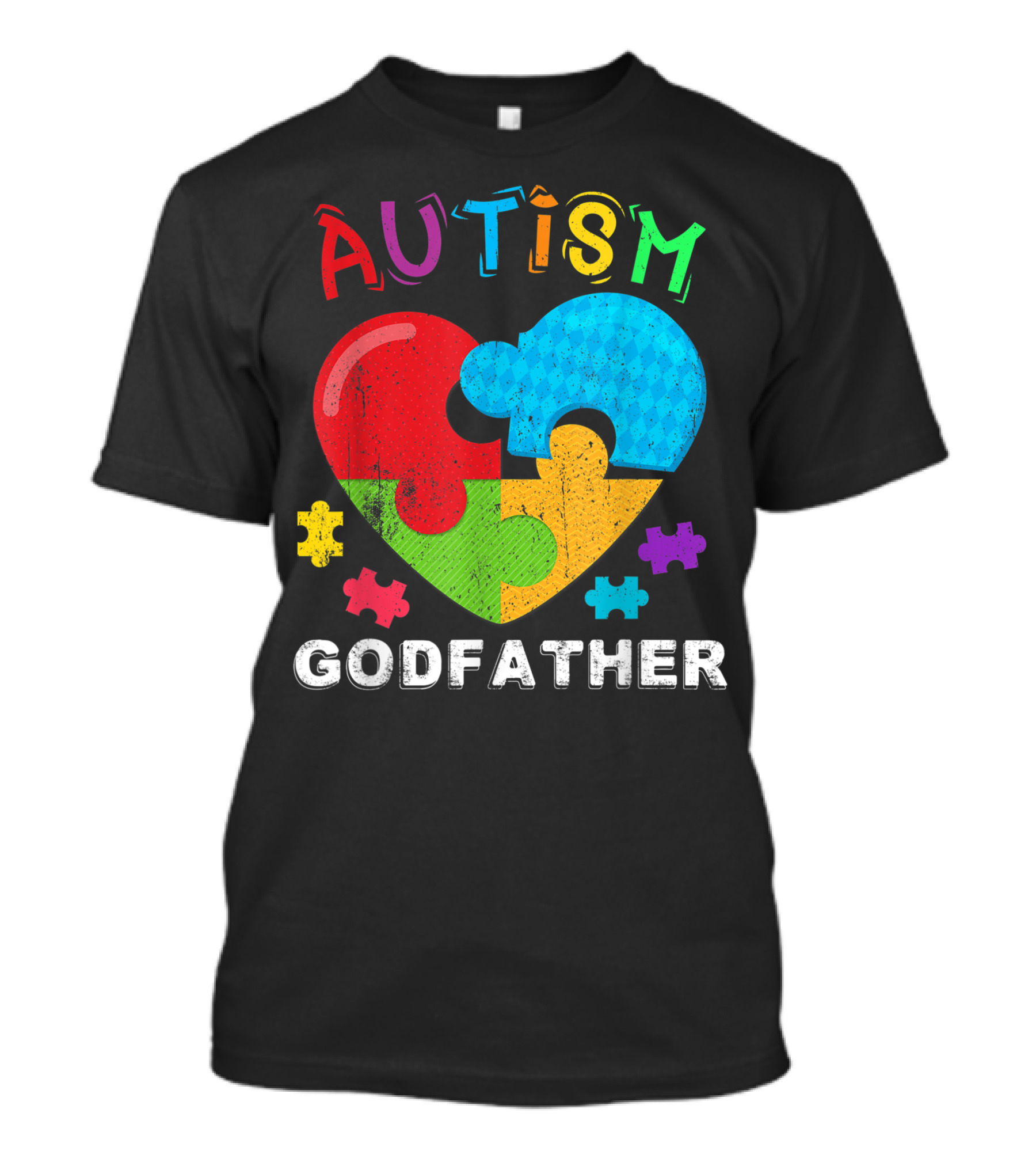 Autism Godfather Colorful Puzzle Heart T-Shirt