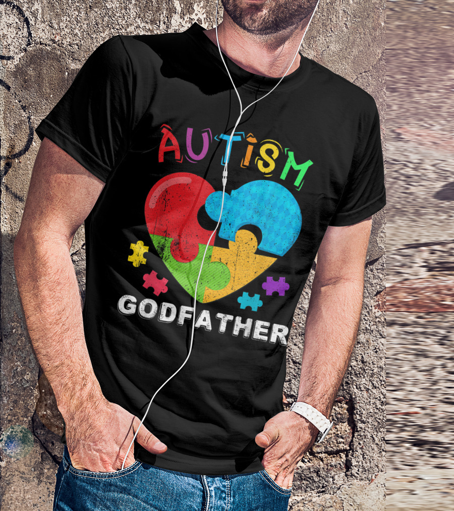 Autism Godfather Colorful Puzzle Heart T-Shirt