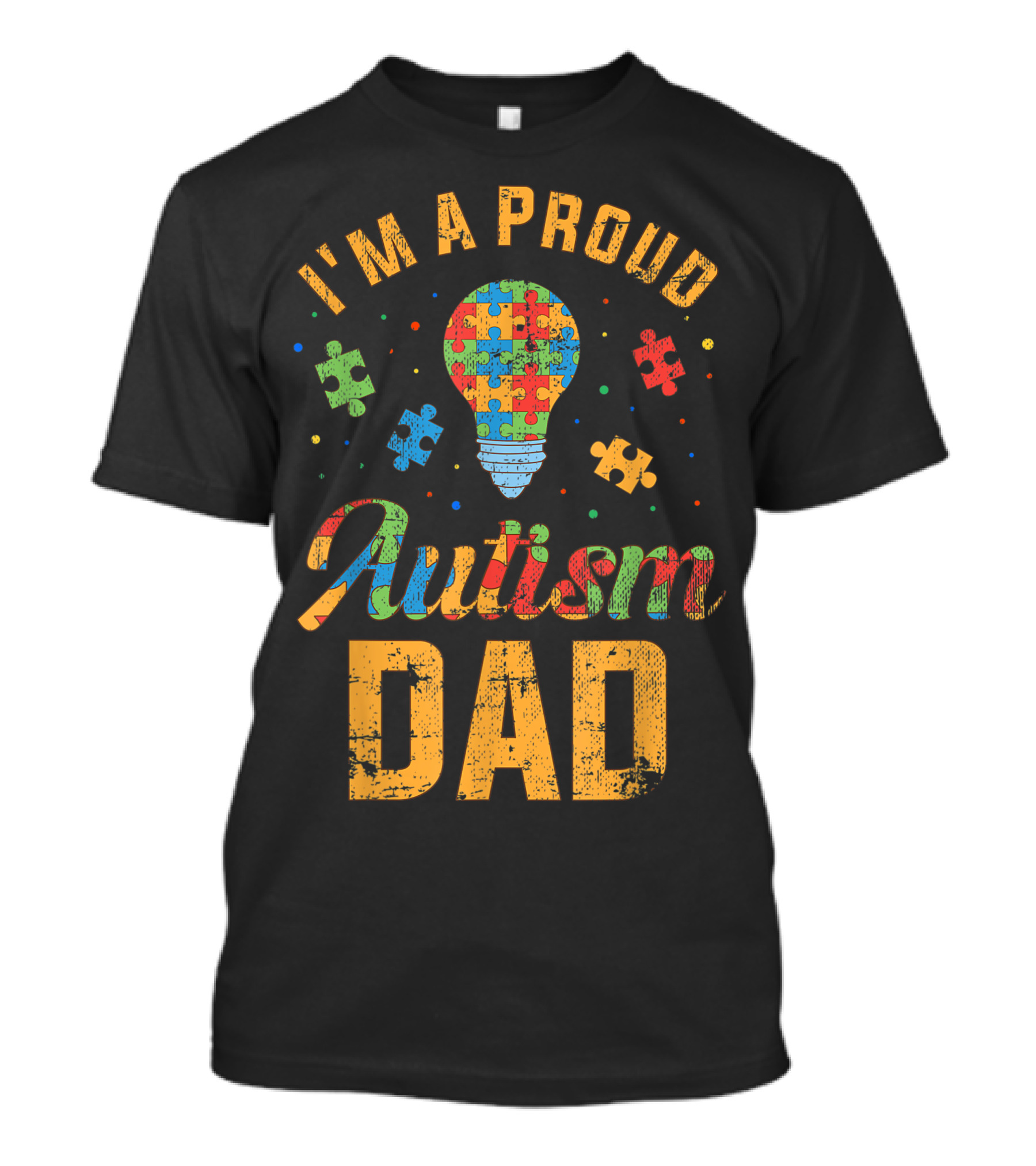 I'm A Proud Autism Dad Autism Awareness Puzzle Lightbulb T-Shirt