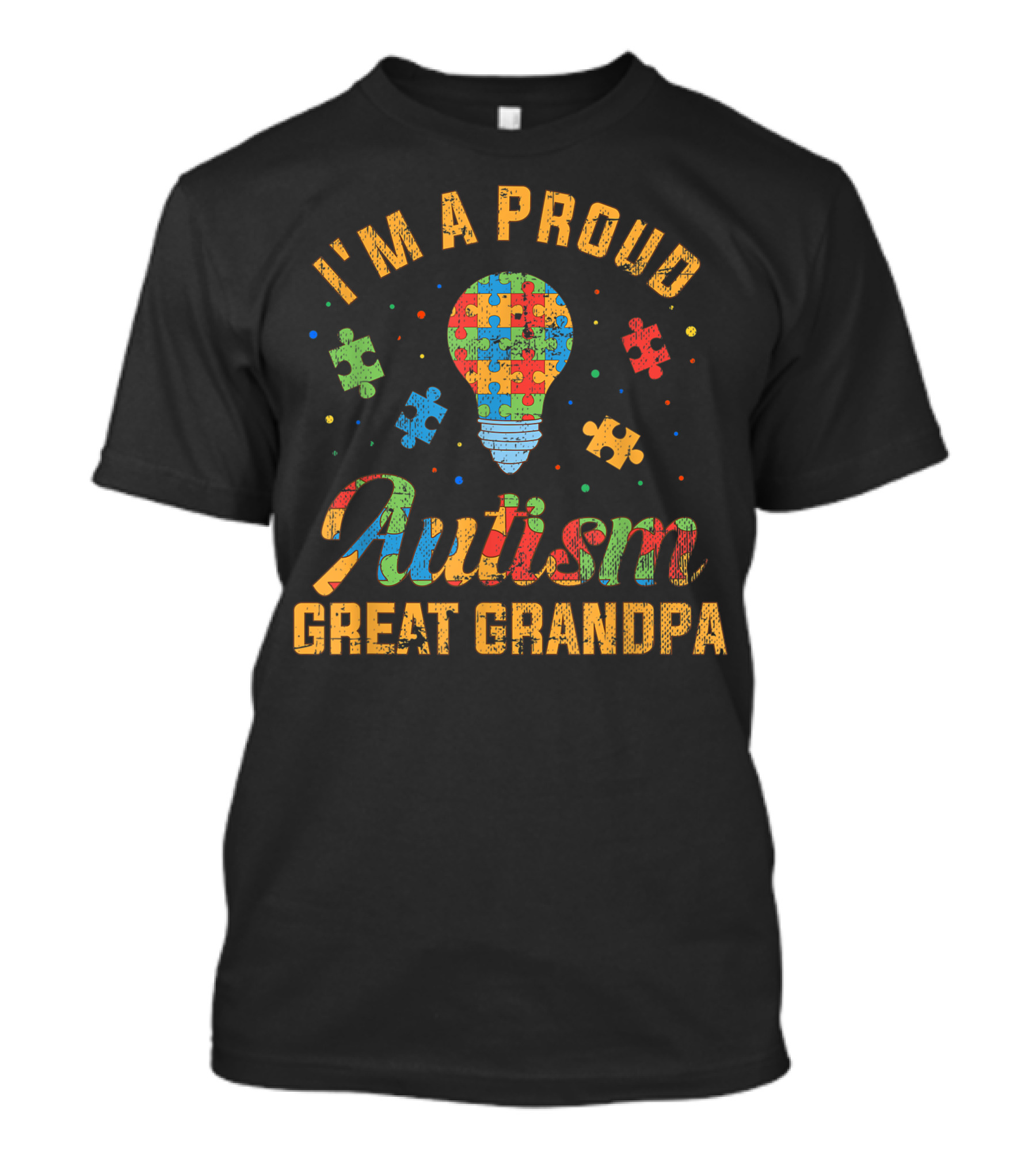 I'm A Proud Autism Great Grandpa Puzzle Light Autism Awareness T-Shirt