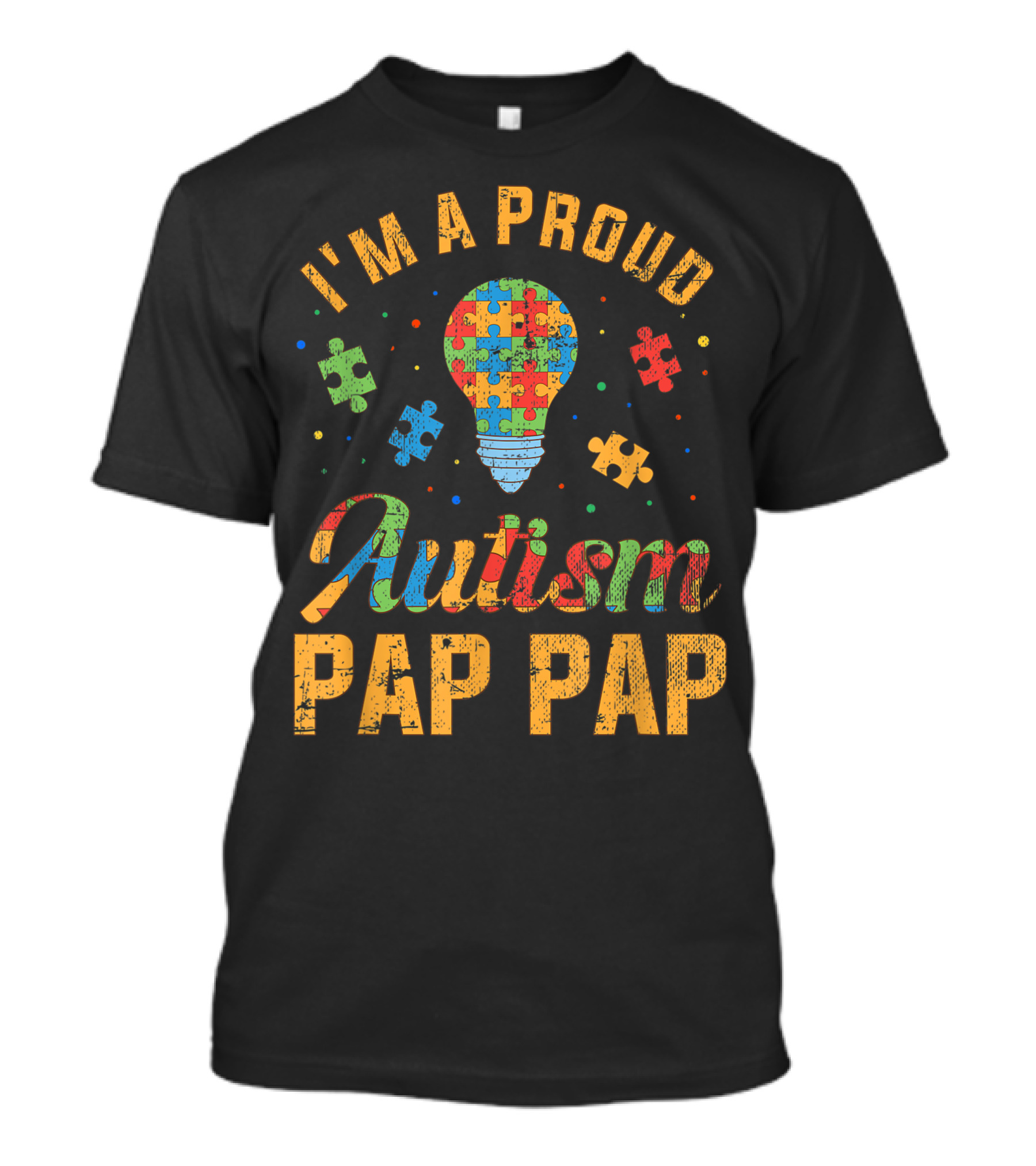 I'm A Proud Autism Pap Pap Puzzle Lightbulb Autism Awareness T-Shirt
