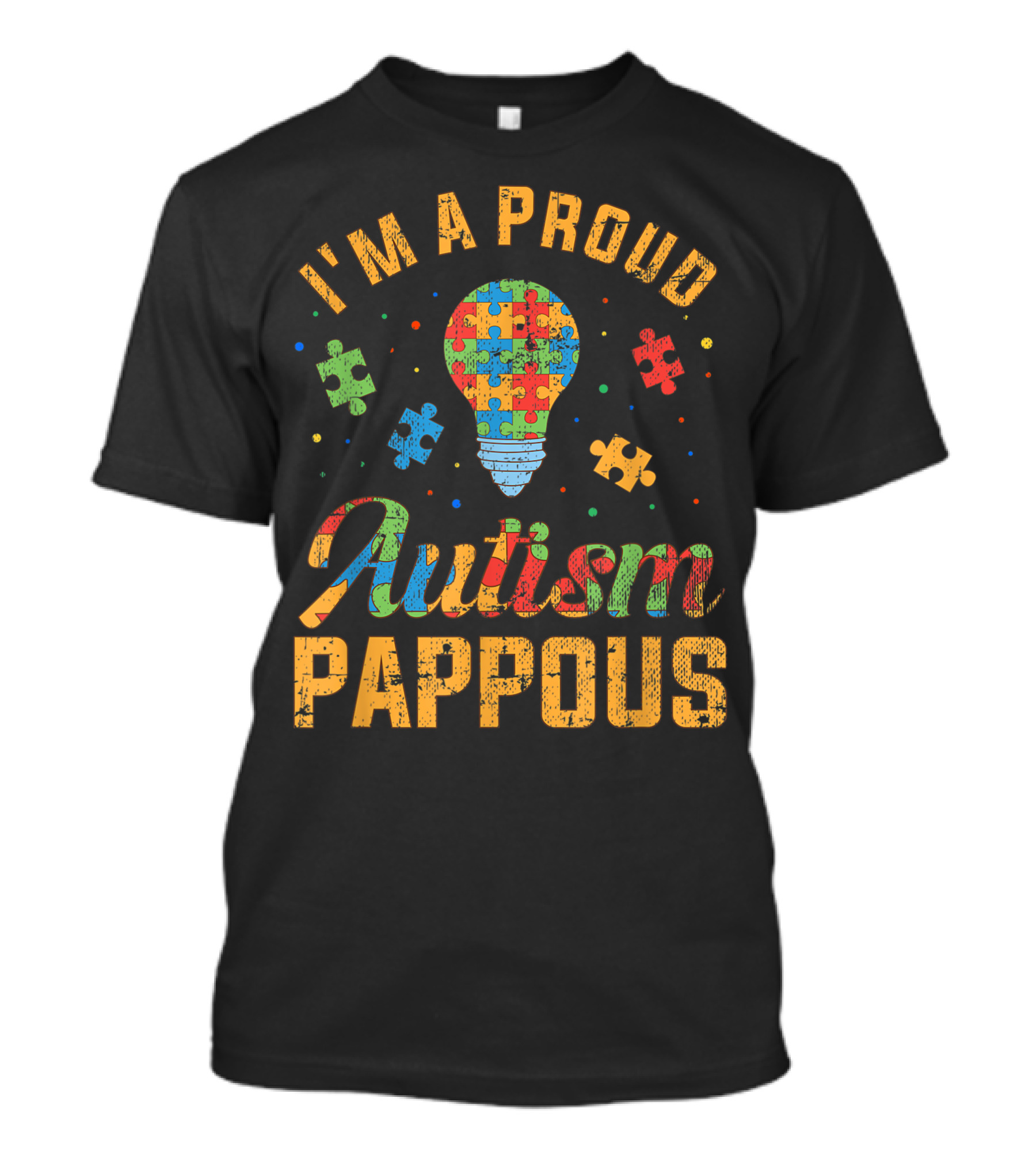 I'm A Proud Autism Pappous Autism Awareness Puzzle Lightbulb T-Shirt