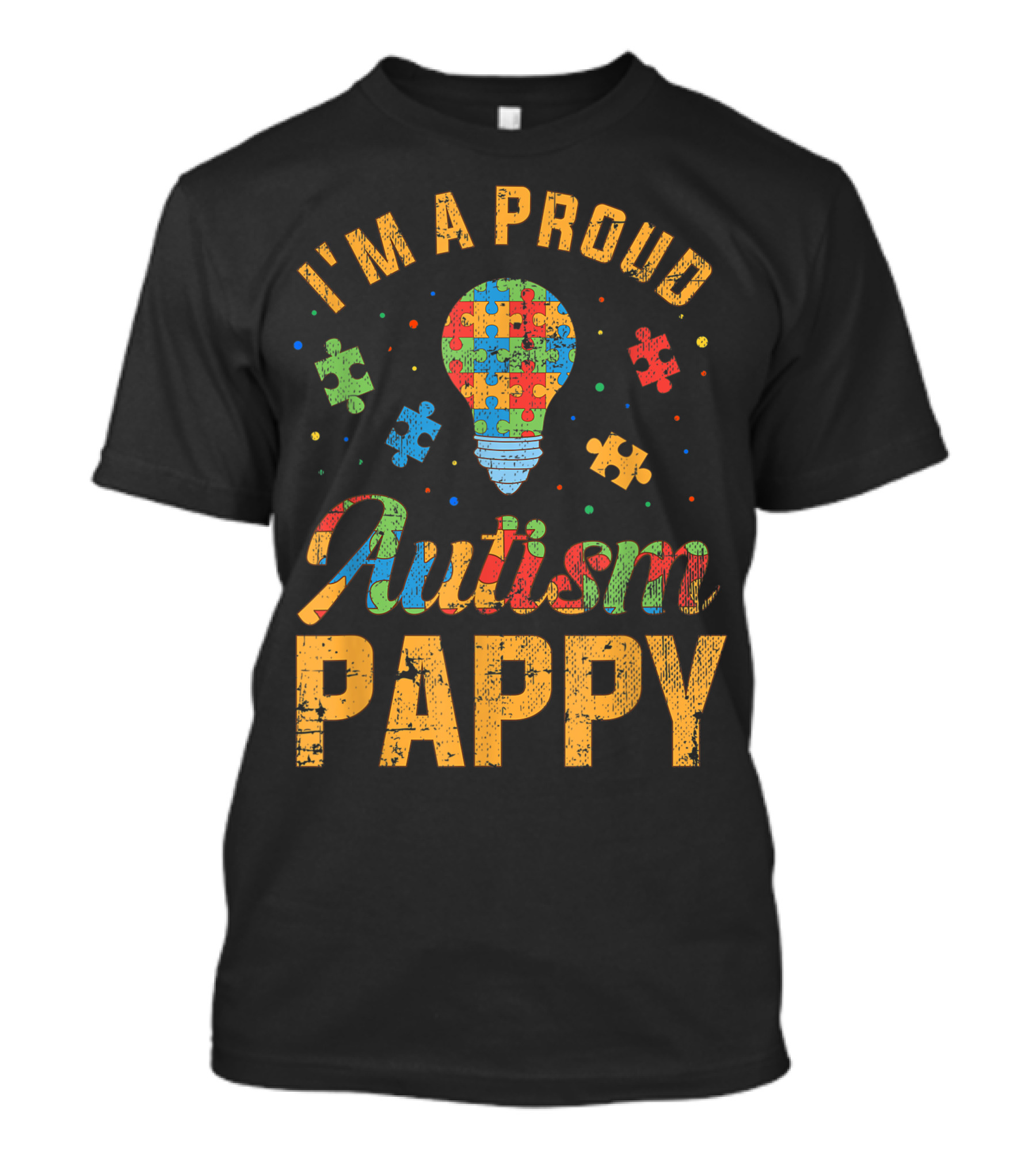 I'm A Proud Autism Pappy Autism Awareness Light Bulb Puzzle Pieces T-Shirt