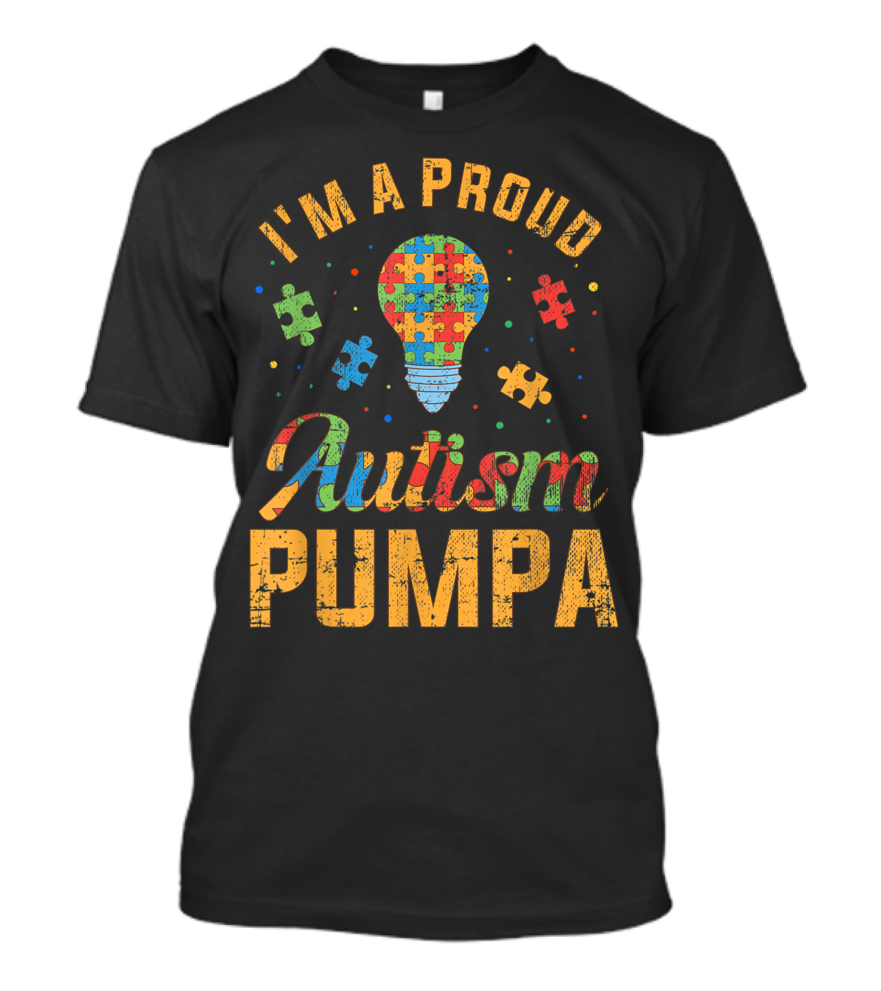 I'm A Proud Autism Pumpa Puzzle Pieces Lightbulb Autism Awareness T-Shirt