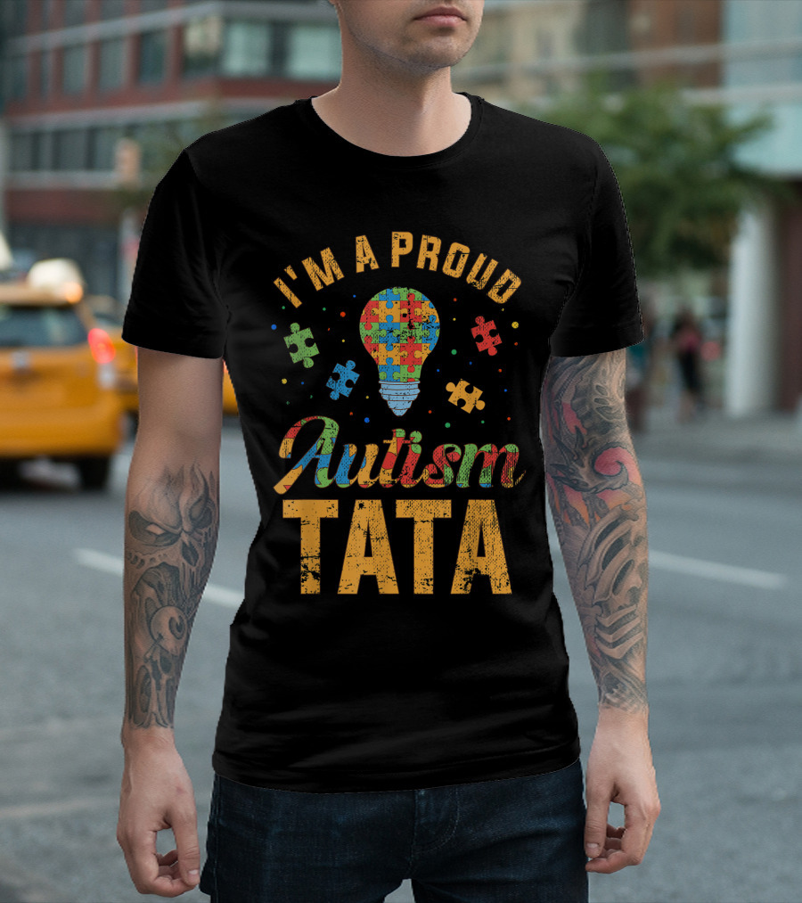 I’m A Proud Autism Tata Light Bulb Puzzle Autism Awareness T-Shirt