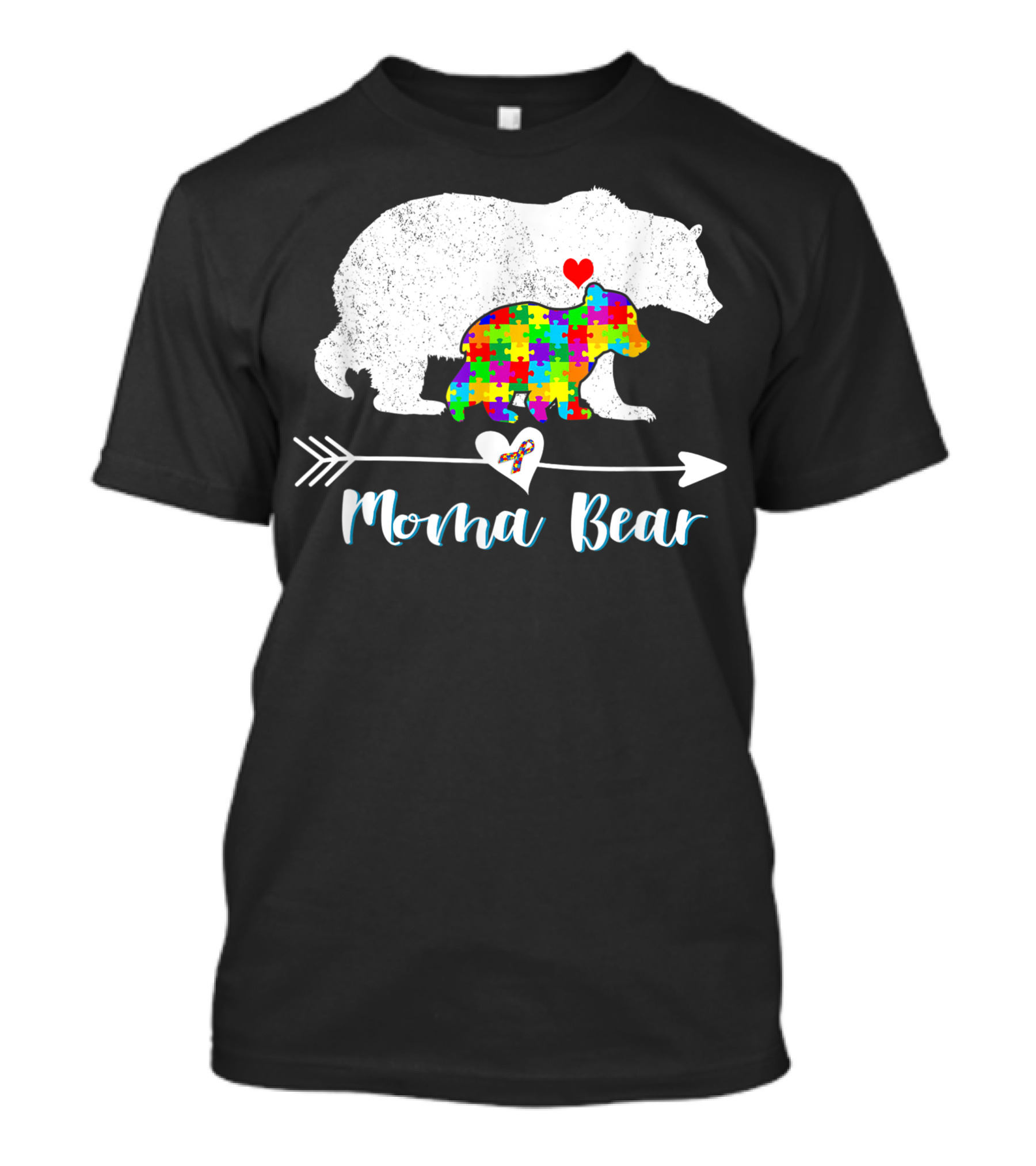 Moma Bear Autism Awareness Puzzle Heart T-Shirt