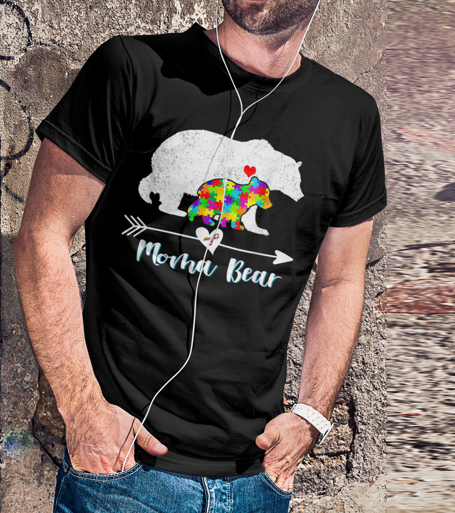 Moma Bear Autism Awareness Puzzle Heart T-Shirt