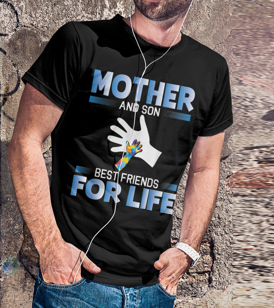 Mother And Son Best Friends For Life Puzzle Piece Autism Support T-Shirt