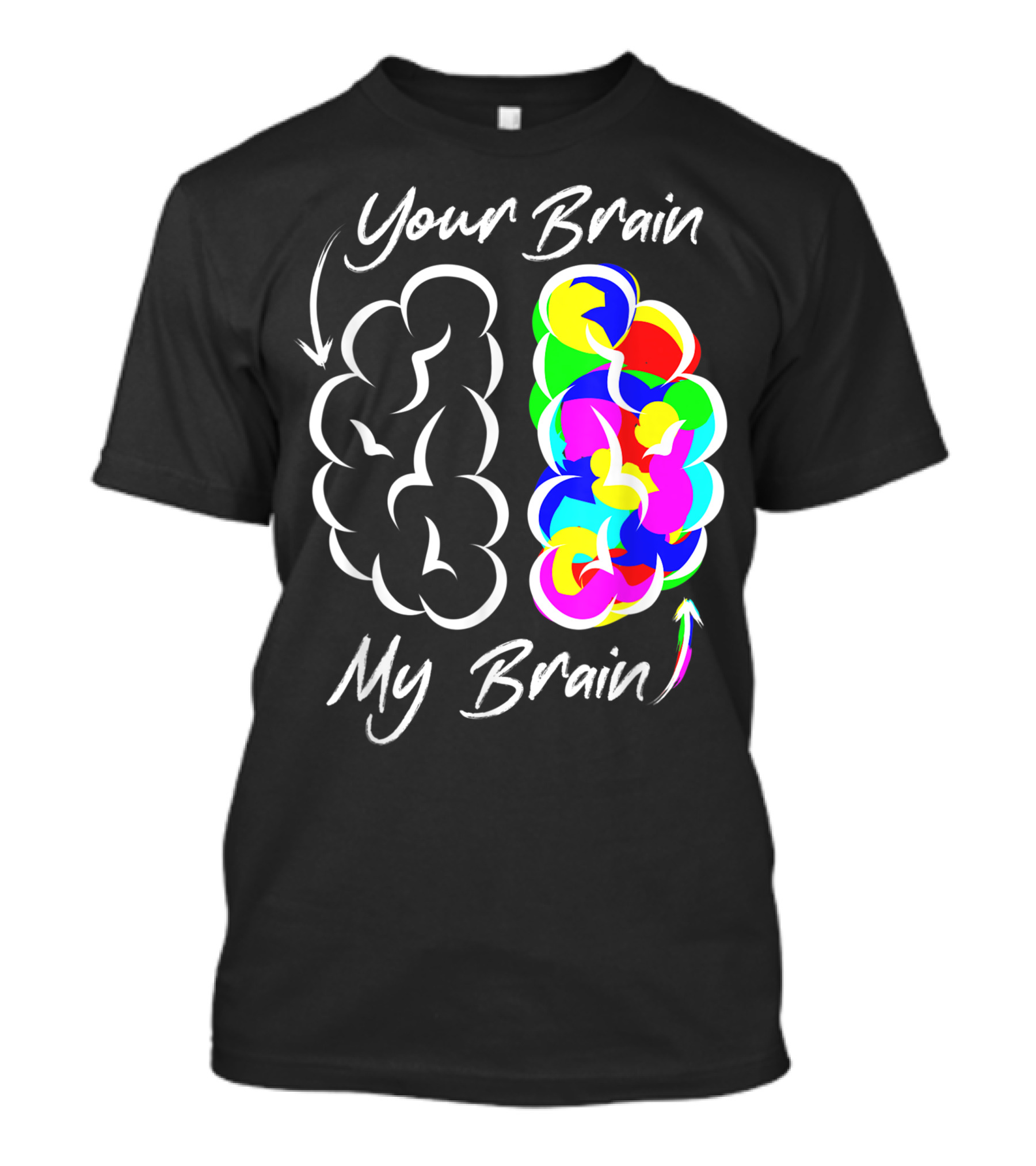 Your Brain My Brain Mental Health Awareness Autism Multicolor Contrast T-Shirt