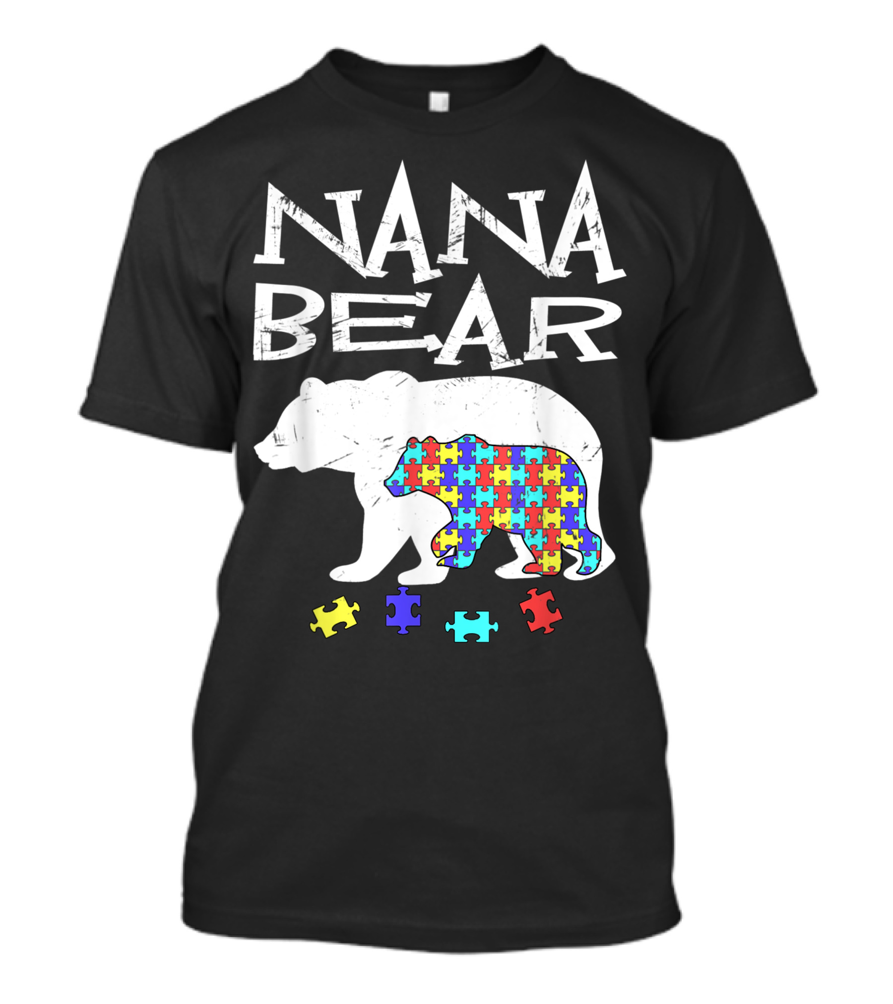 Nana Bear Autism Awareness Puzzle Pattern Mama T-Shirt