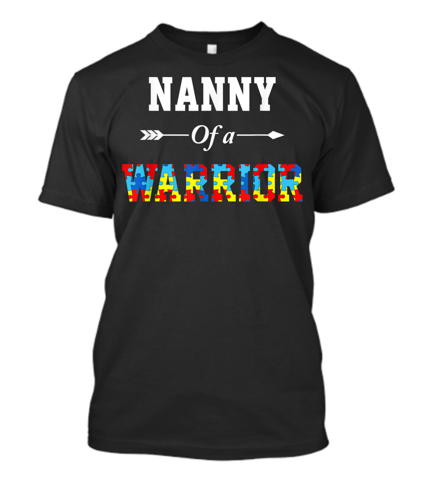 Nanny Of A Warrior Autism Awareness Family Support Puzzle на Stitch оружия T-Shirt