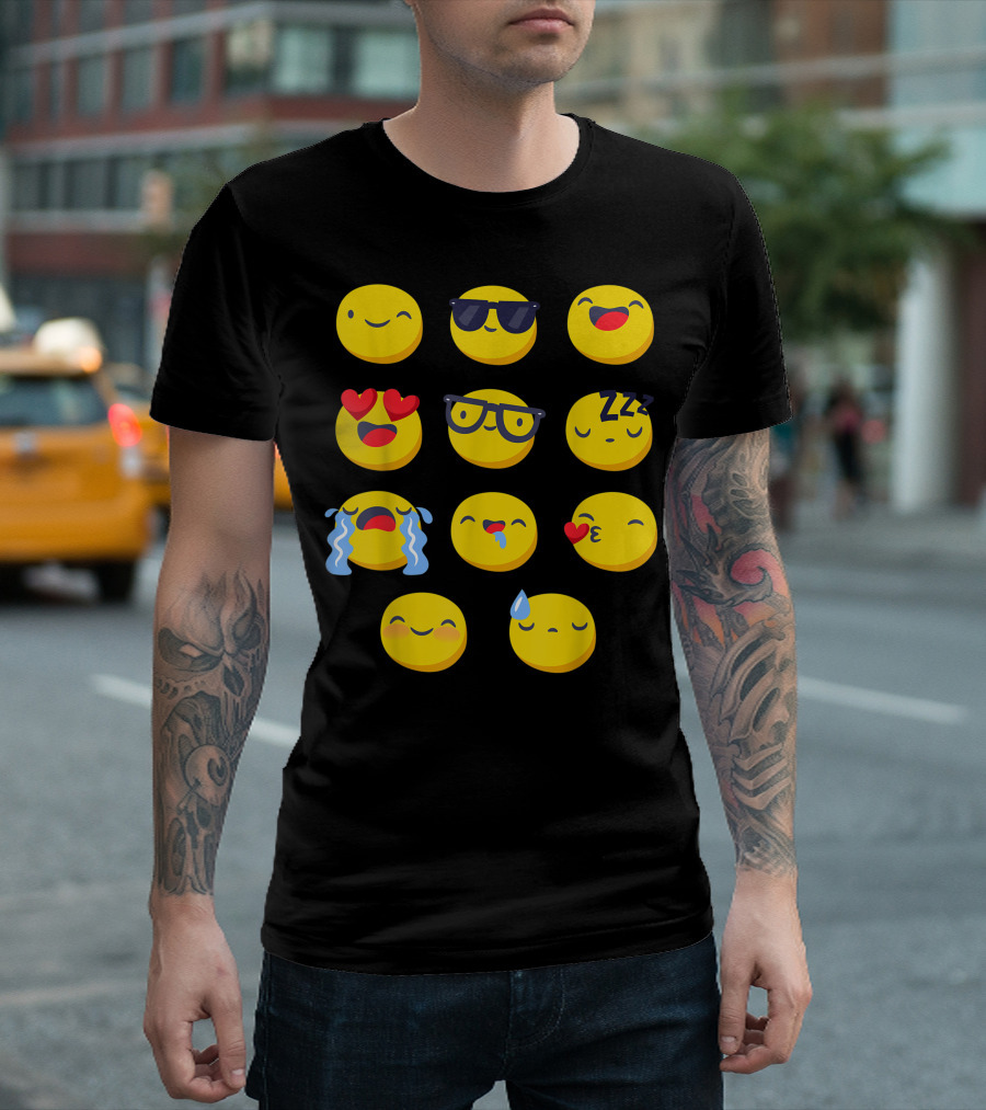 Adaptive Cute Emoji Emoticons With Nonverbal Expressions T-Shirt