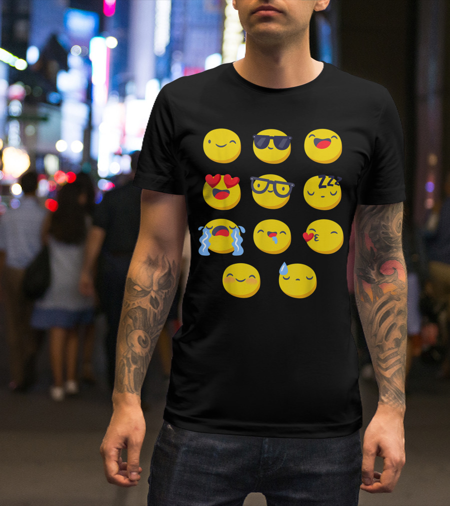 Adaptive Cute Emoji Emoticons With Nonverbal Expressions T-Shirt
