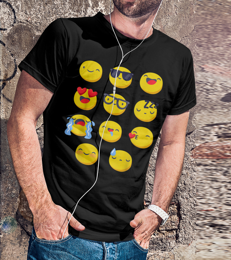 Adaptive Cute Emoji Emoticons With Nonverbal Expressions T-Shirt