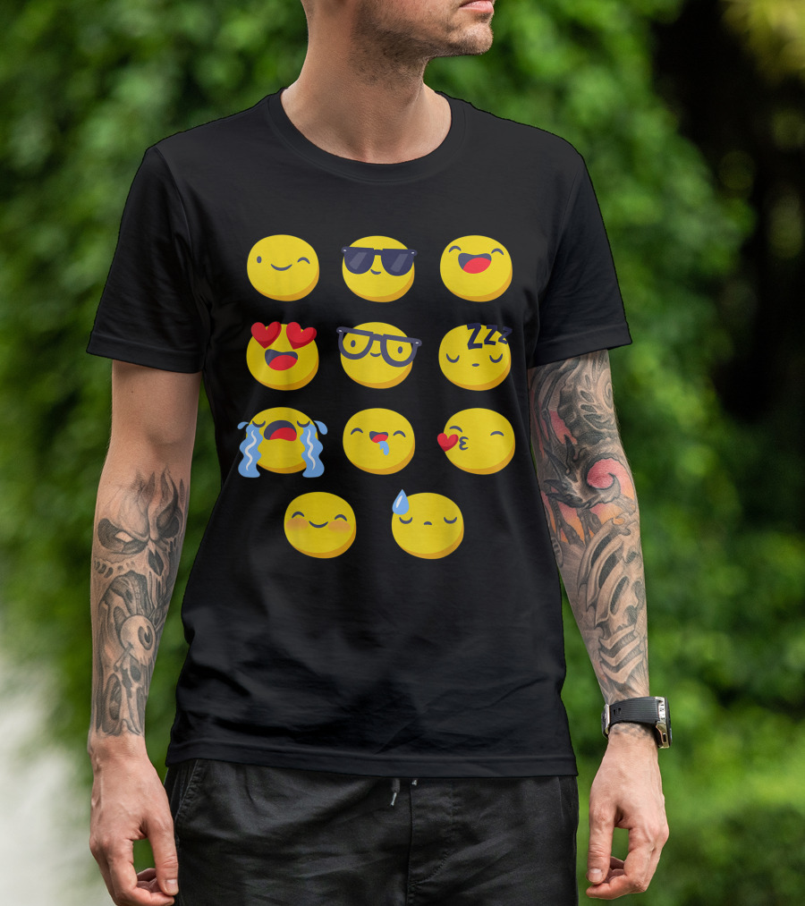 Adaptive Cute Emoji Emoticons With Nonverbal Expressions T-Shirt