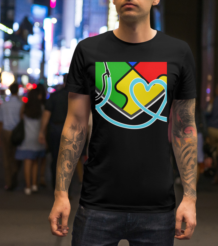 Nurses Autism Awareness Stethoscope Heart Puzzle Piece T-Shirt