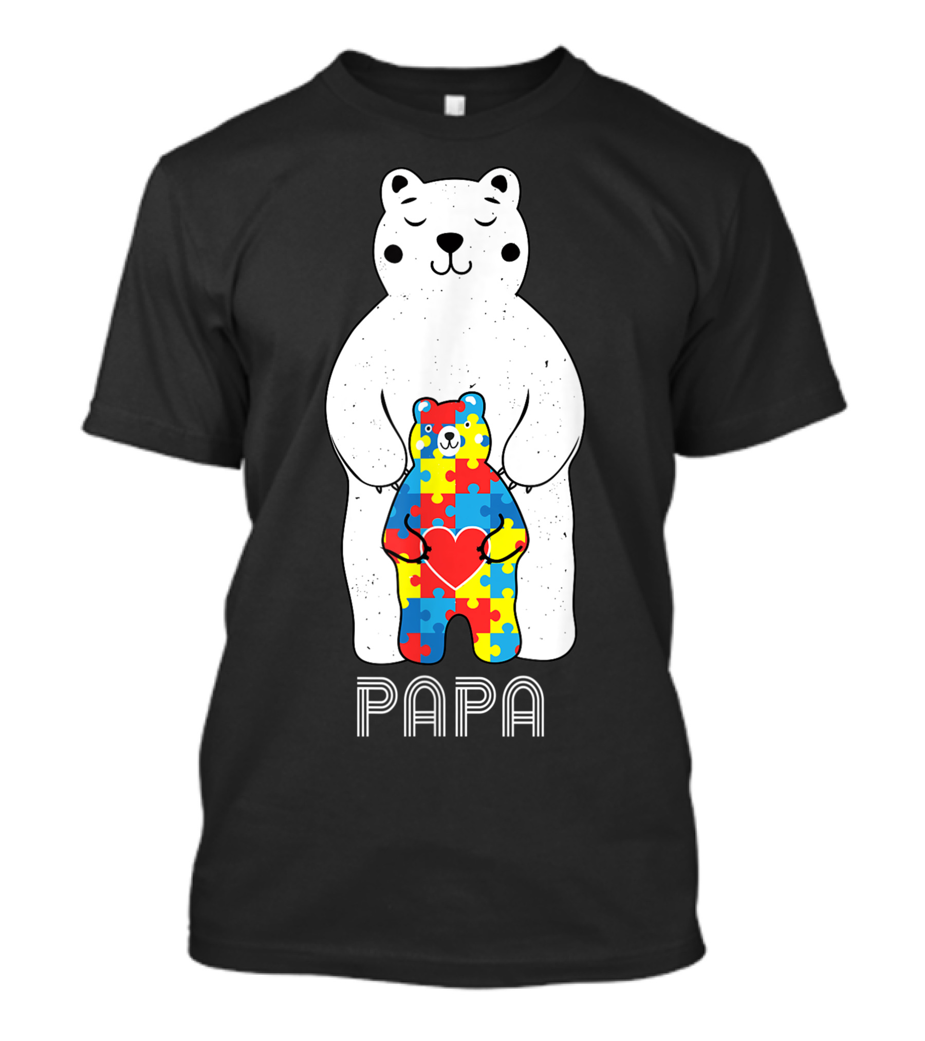 Papa Bear Autism Awareness Support Love Mom Lover T-Shirt