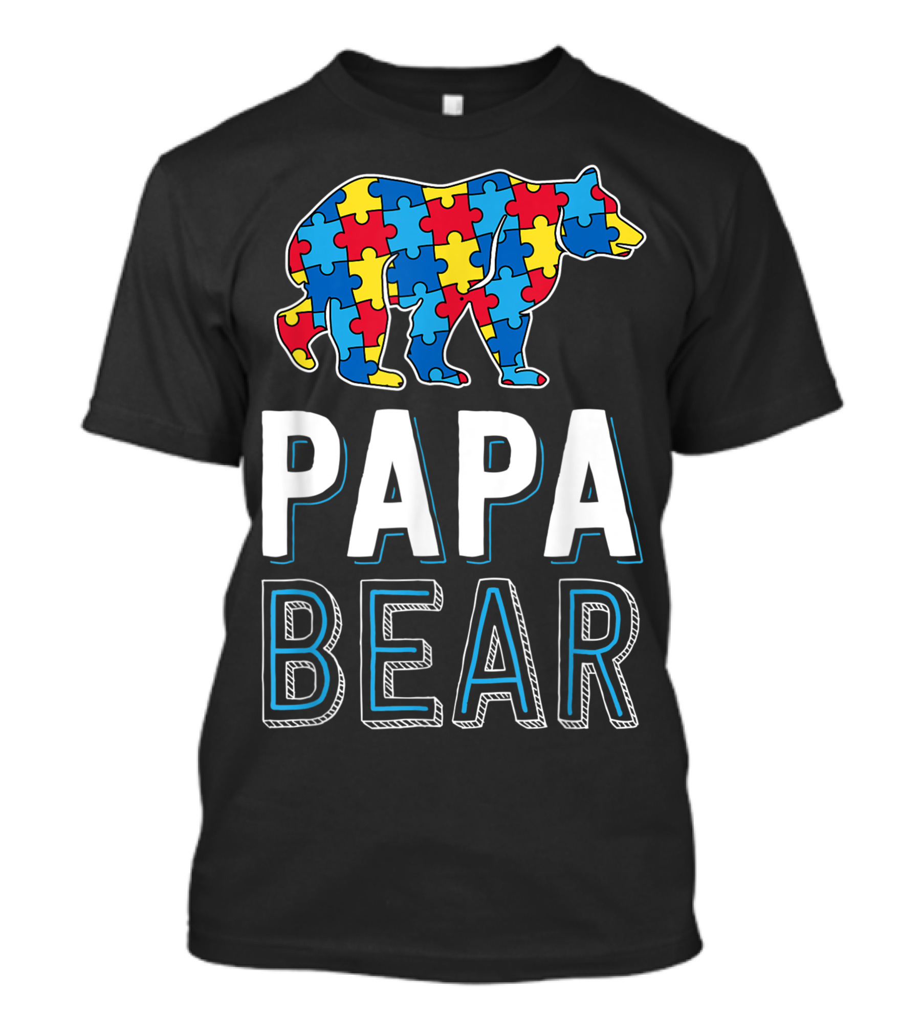 Papa Bear World Autism Awareness Day Family Puzzle Piece Iconic Symbol Bear Puzzle T-Shirt