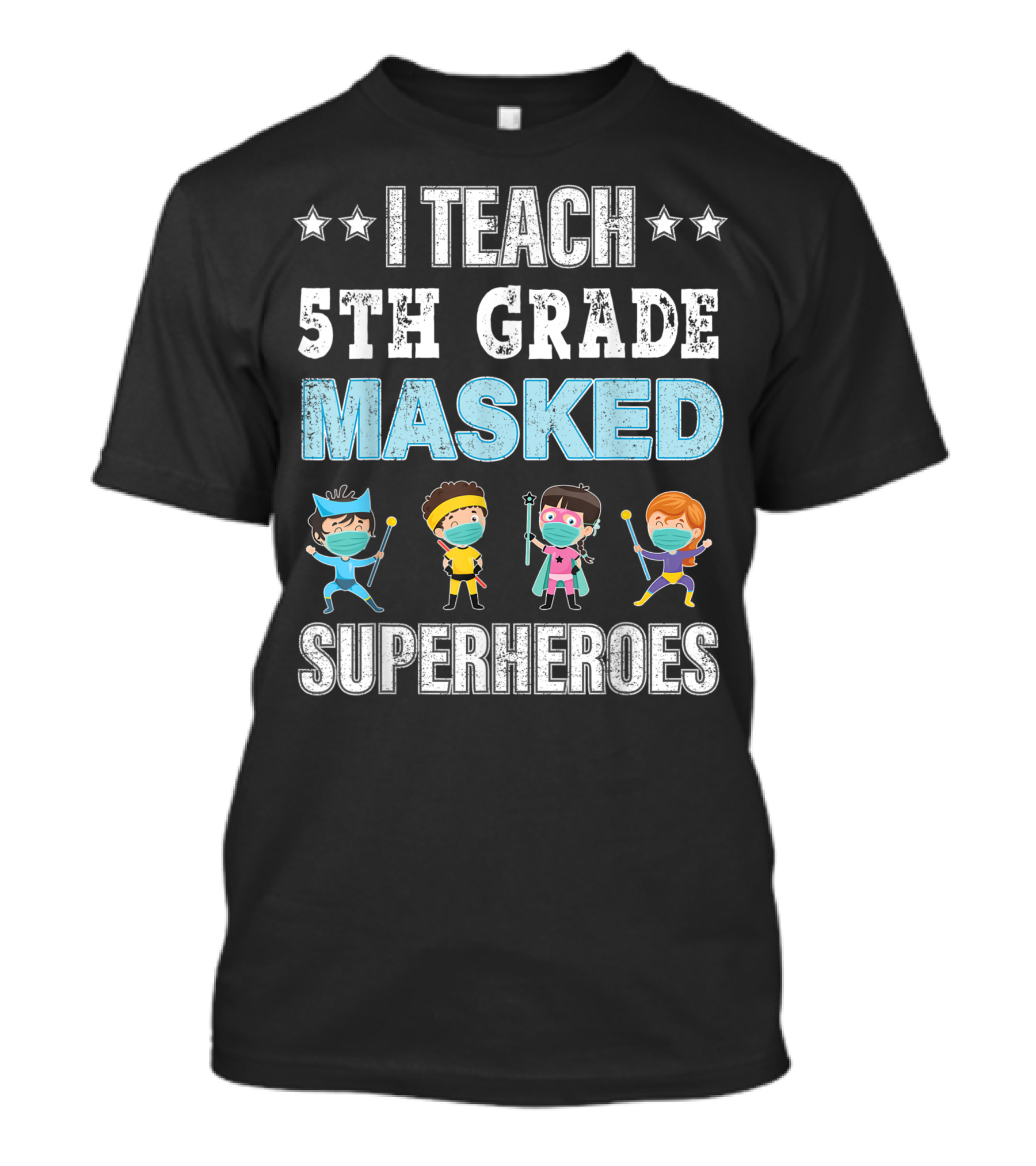 I Teach 5th Grade Masked Superheroes Stars Kids T-Shirt