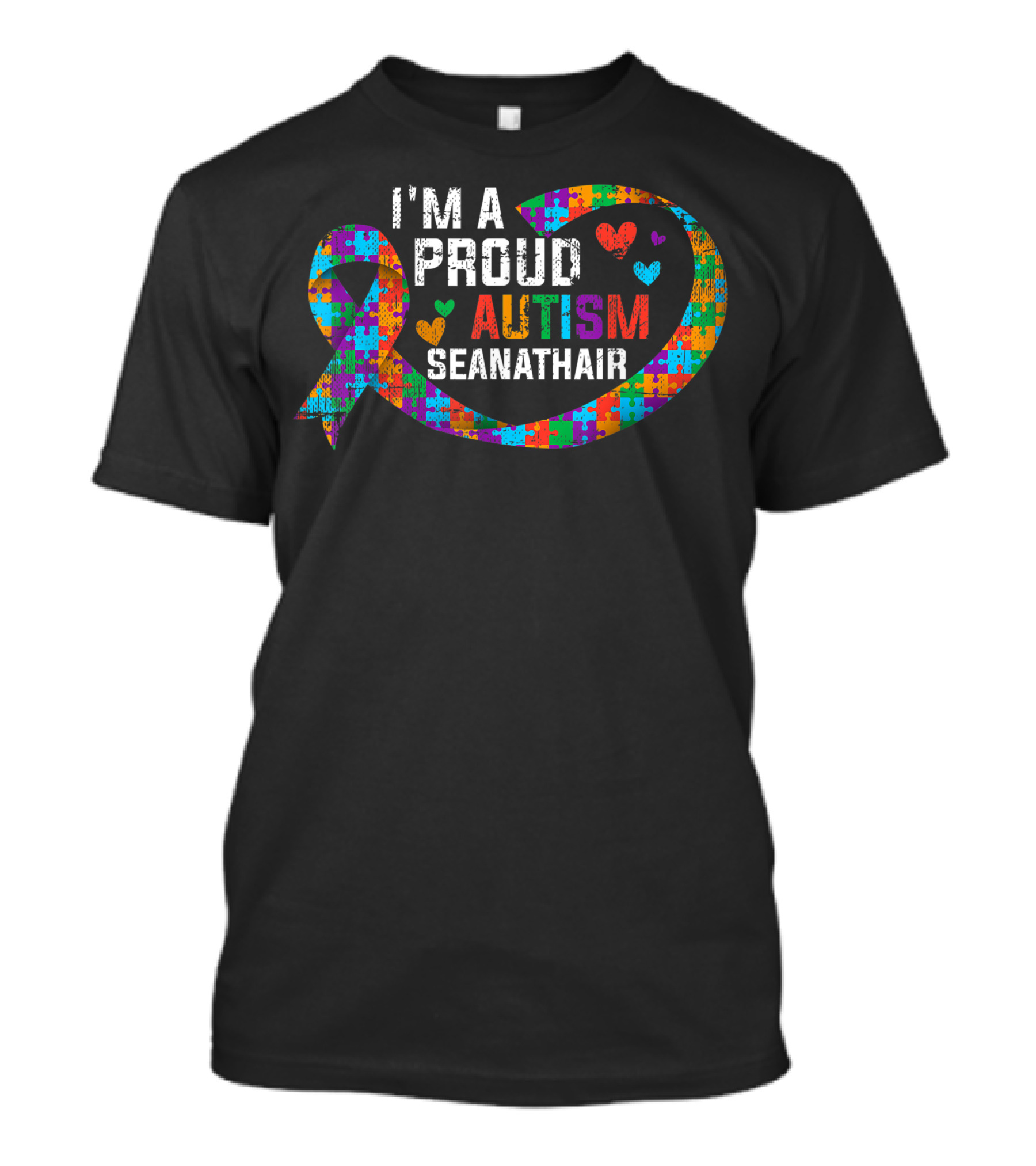 I'm A Proud Autism Seanathair Autism Awareness Ribbon And Heart T-Shirt