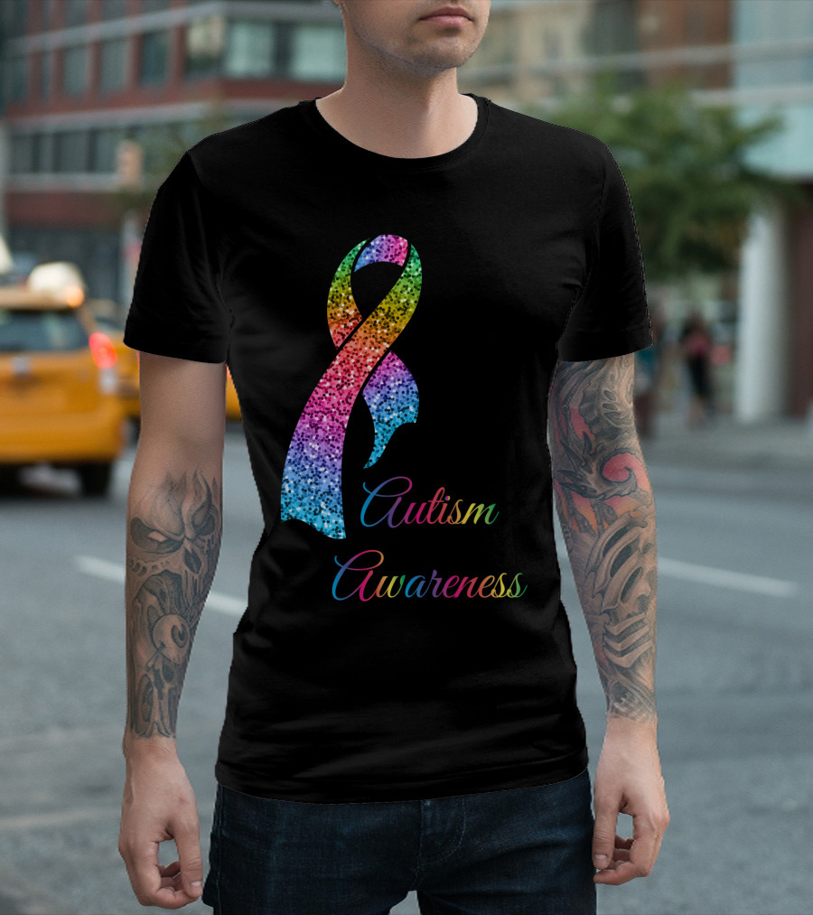 Mom Dad Autism Awareness Rainbow T-Shirt