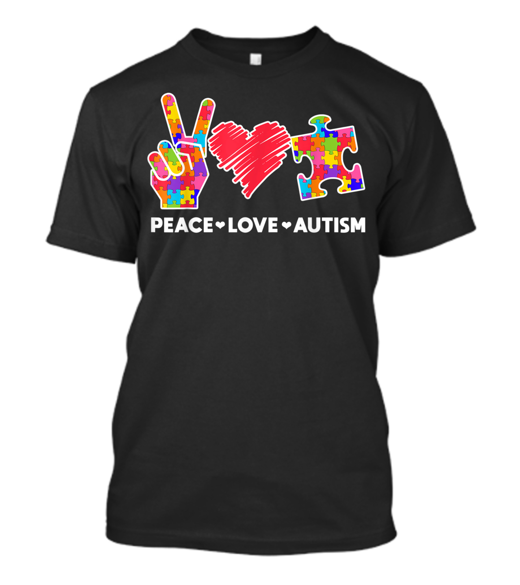 Peace Love Autism Awareness Autistic Moms Puzzle Heart T-Shirt