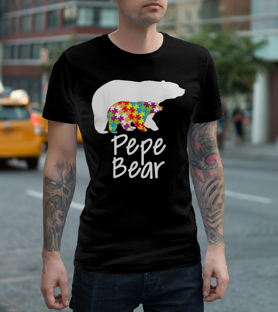 Pepe Bear Autism Awareness Rainbow Puzzle T-Shirt