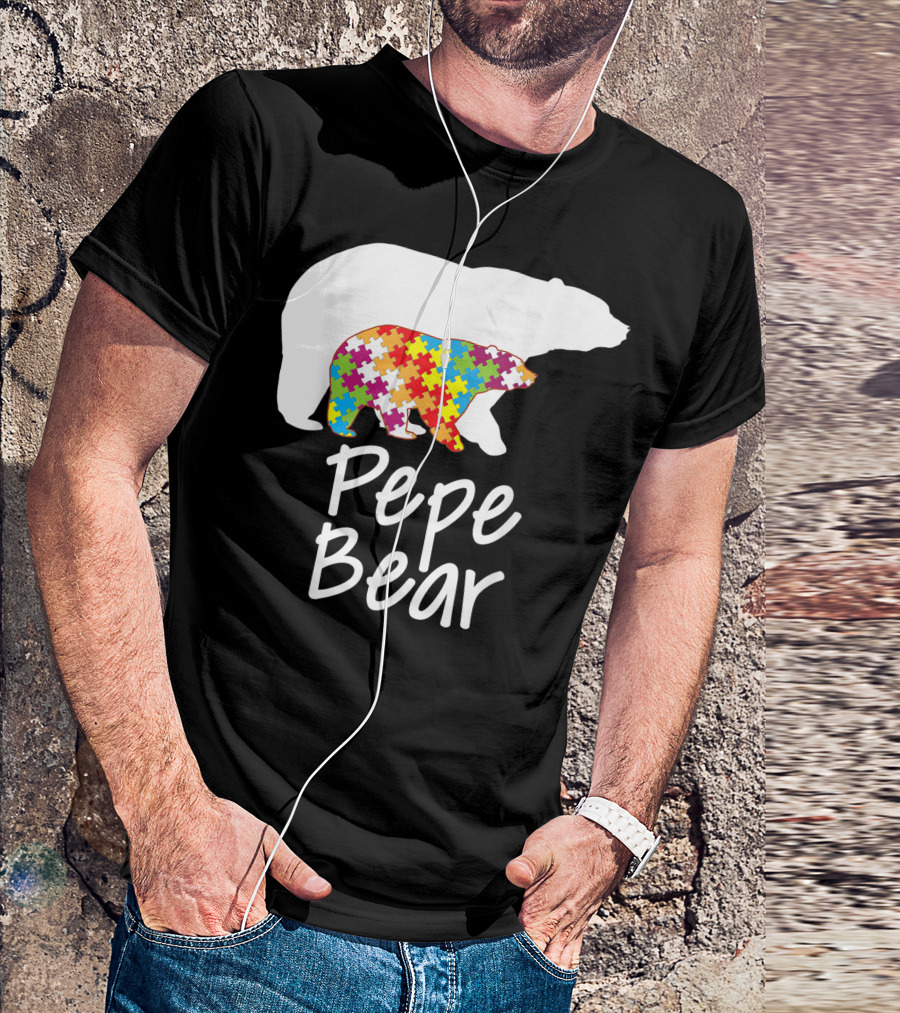 Pepe Bear Autism Awareness Rainbow Puzzle T-Shirt