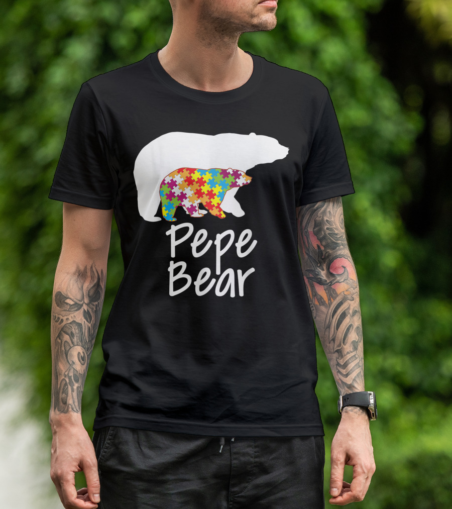 Pepe Bear Autism Awareness Rainbow Puzzle T-Shirt