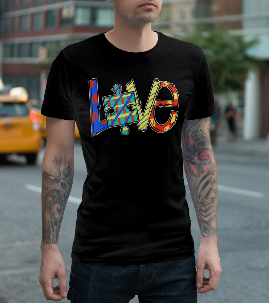 Love Puzzle Piece Polka Dot Autism Awareness T-Shirt