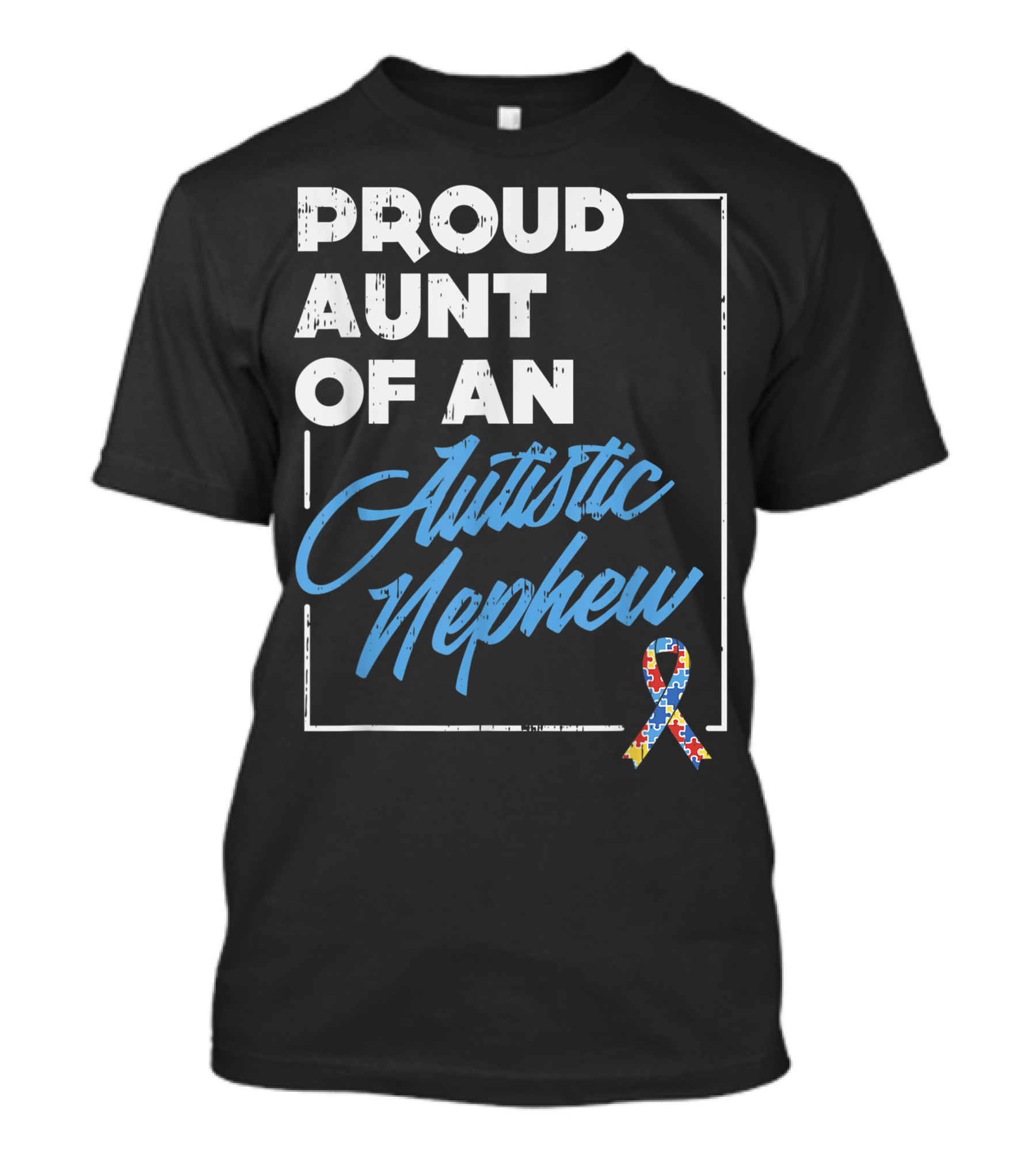 Proud Aunt Of An Autistic Nephew Autism Awareness Puzzle T-Shirt