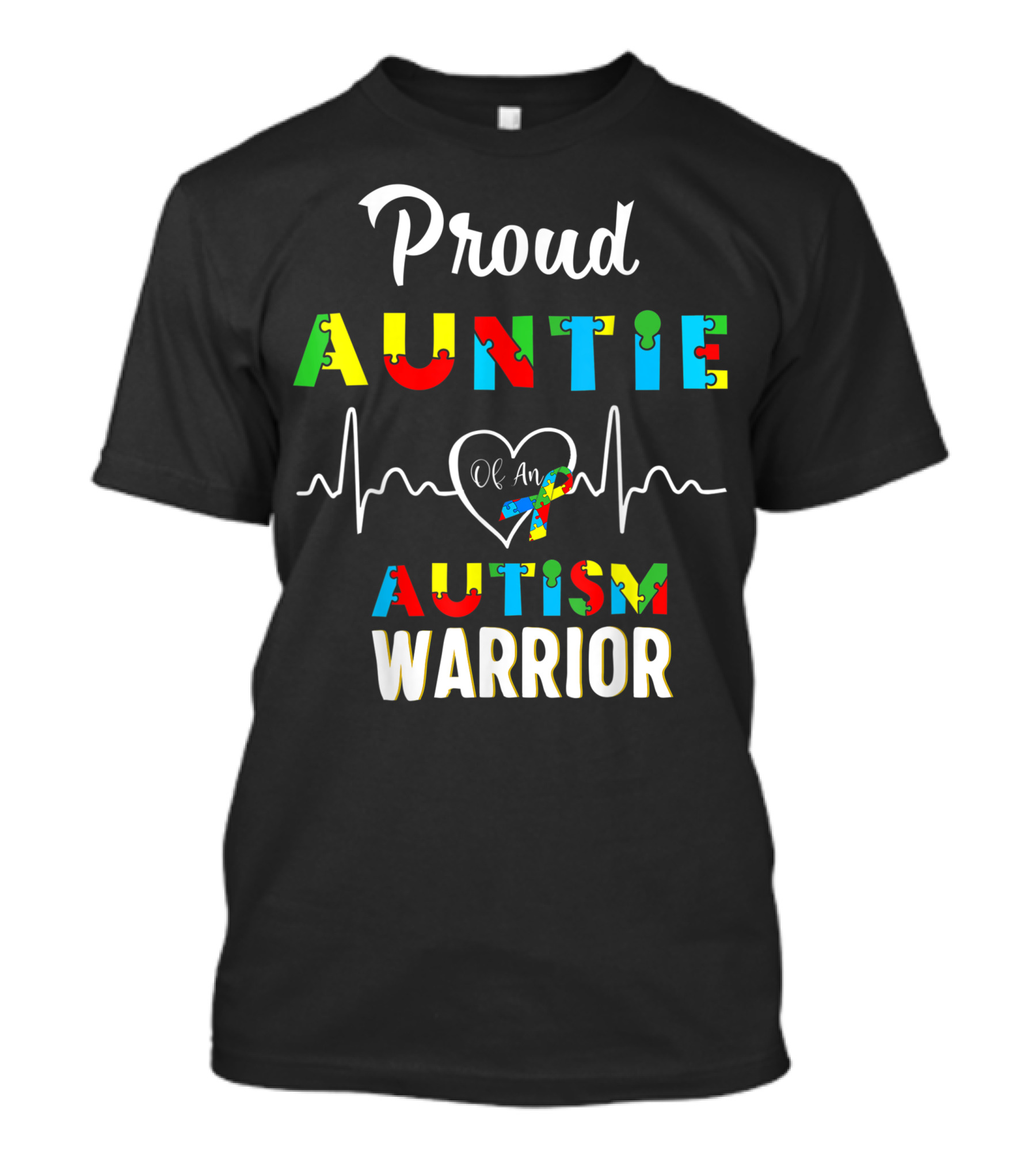 Proud Autism Auntie Autism Warrior Puzzle Heart Awareness T-Shirt