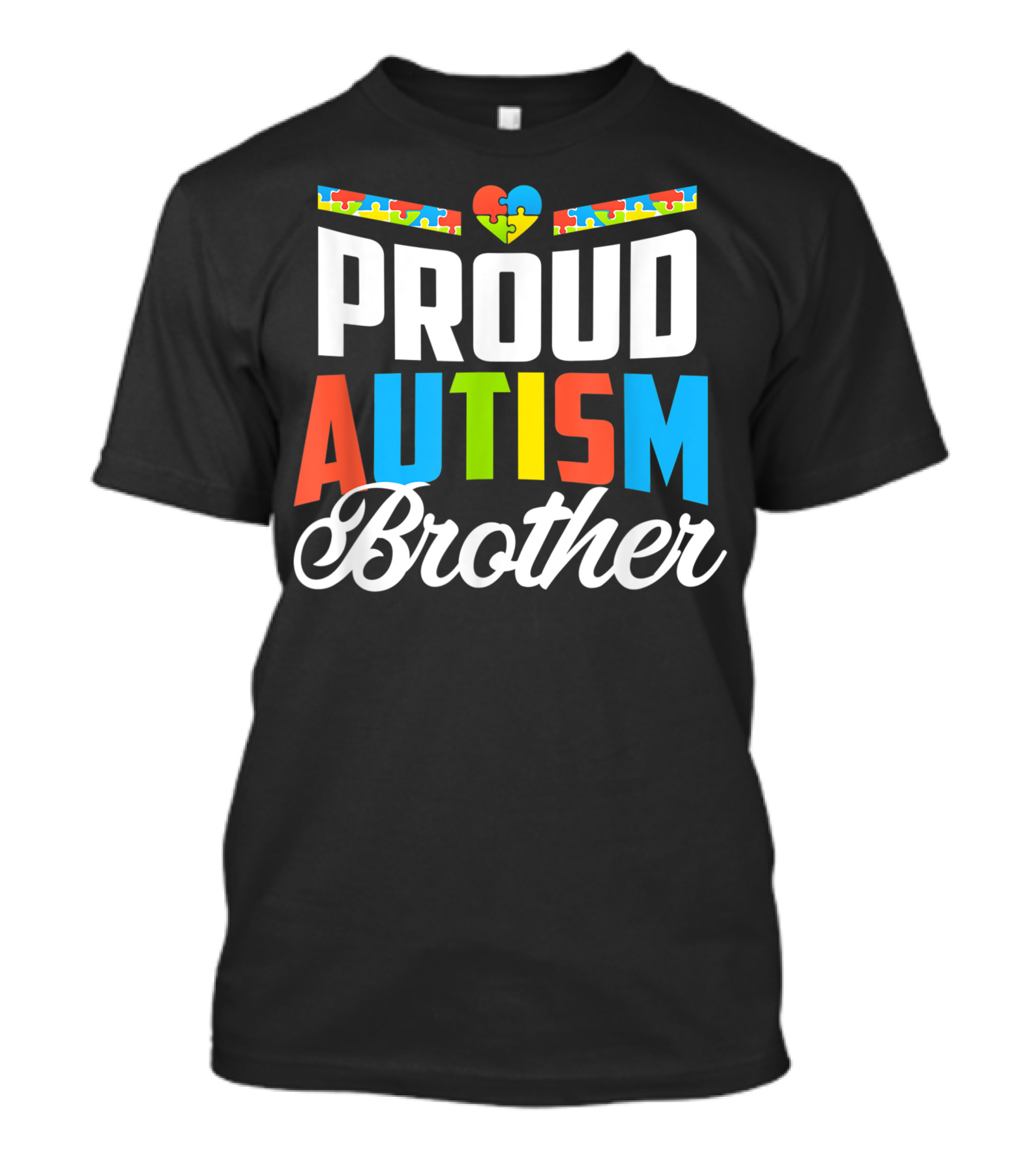 Proud Autism Brother Awareness Support With Puzzle Heart T-Shirt