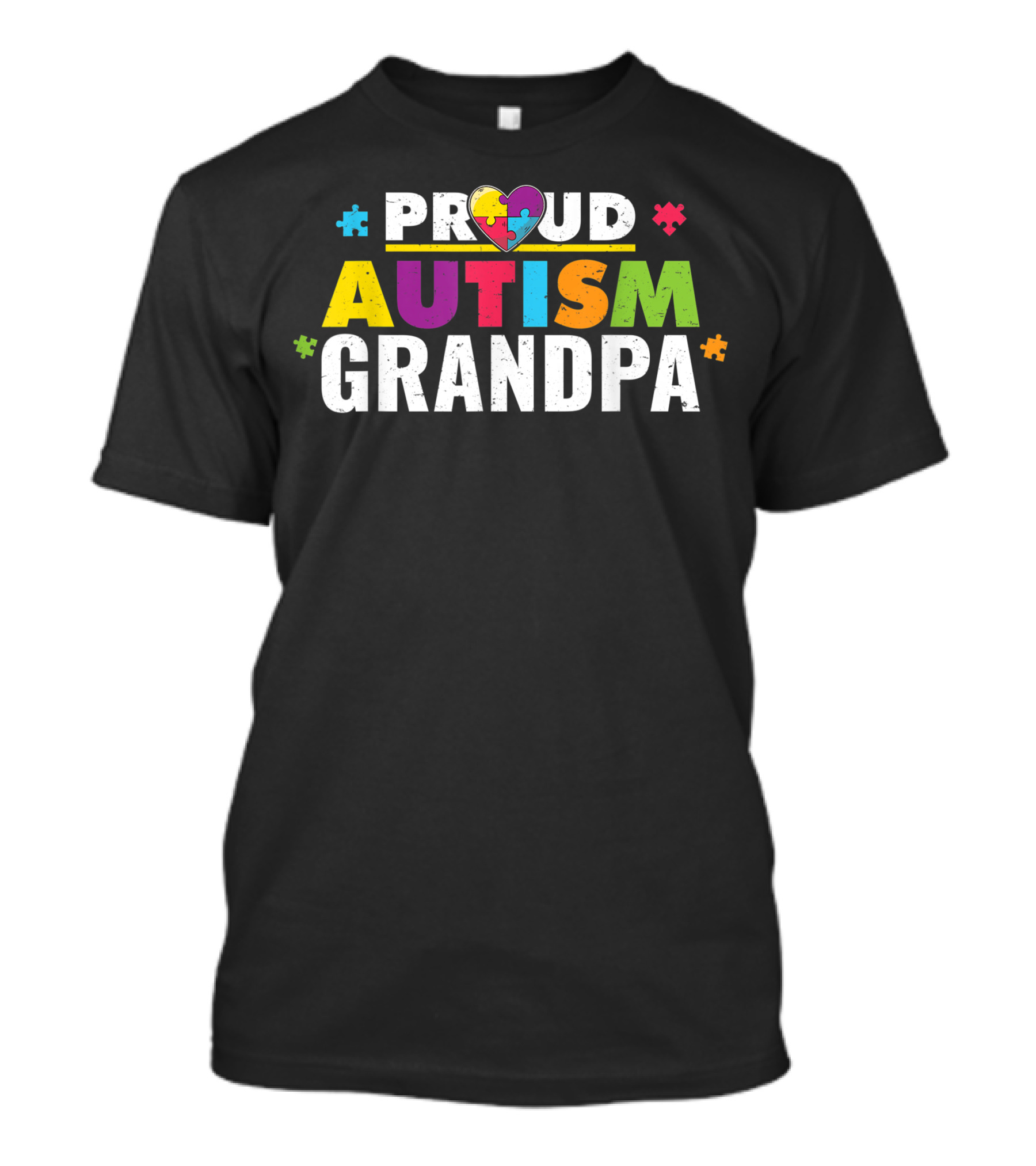 Proud Autism Grandpa Heart Puzzle Piece T-Shirt