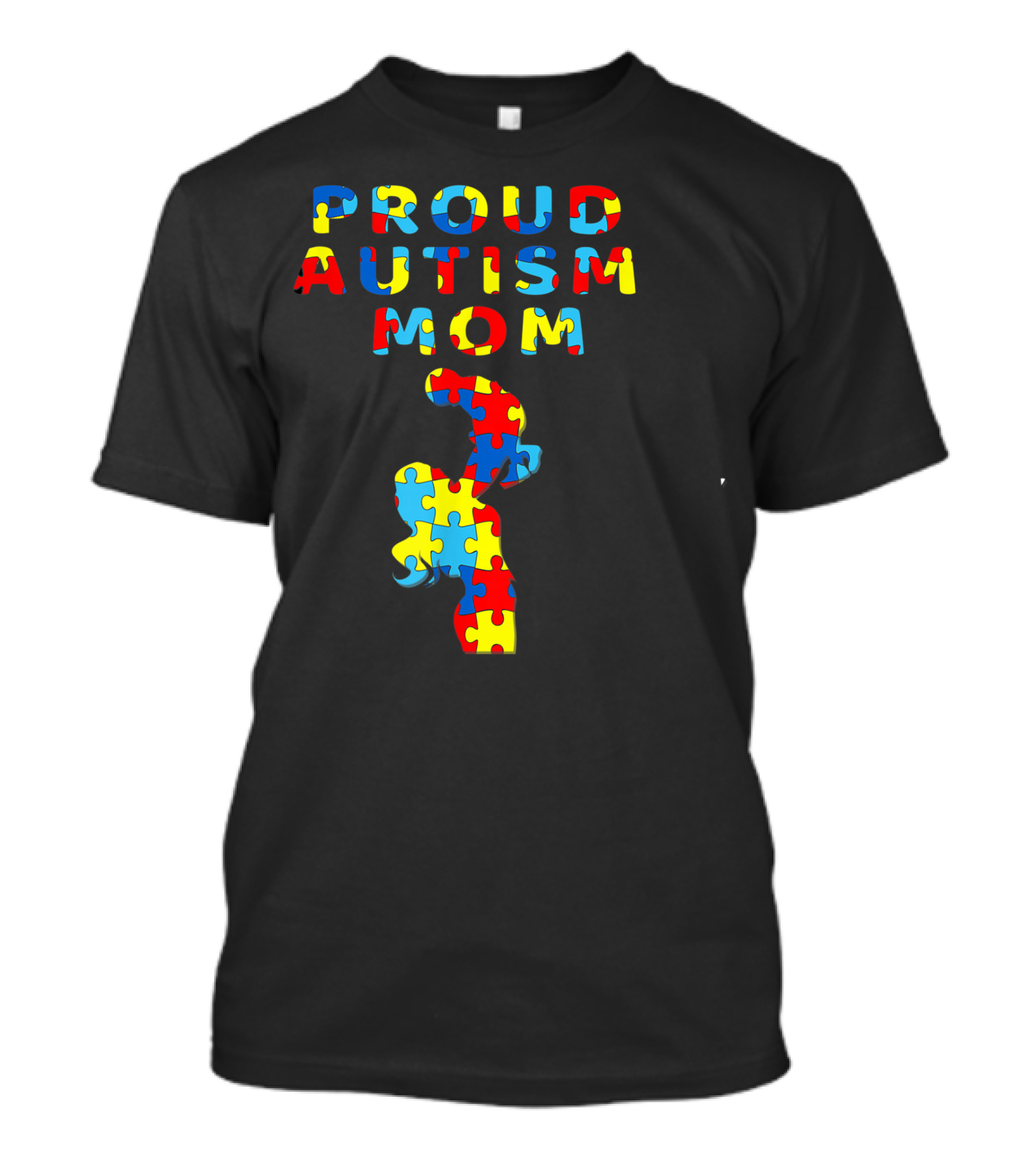 Proud Autism Mom Puzzle Ribbon Heart Autism Awareness T-Shirt