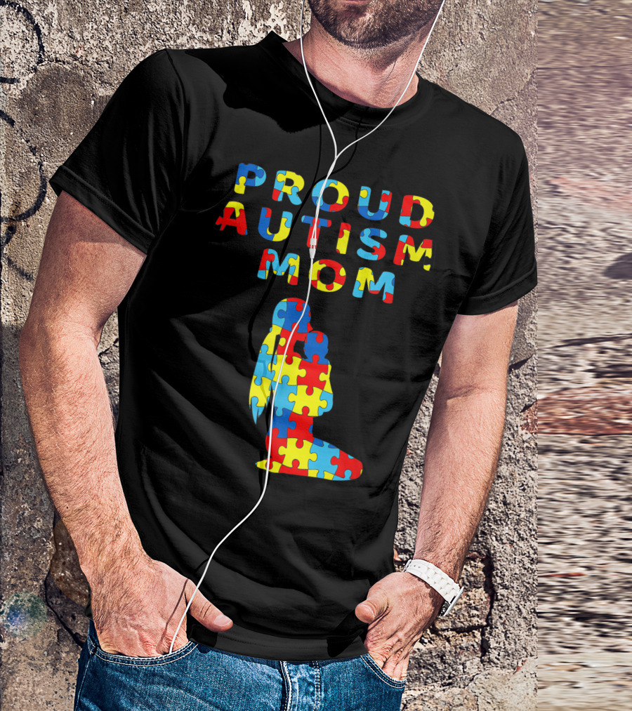 Proud Autism Mom Puzzle Piece Heart Awareness T-Shirt