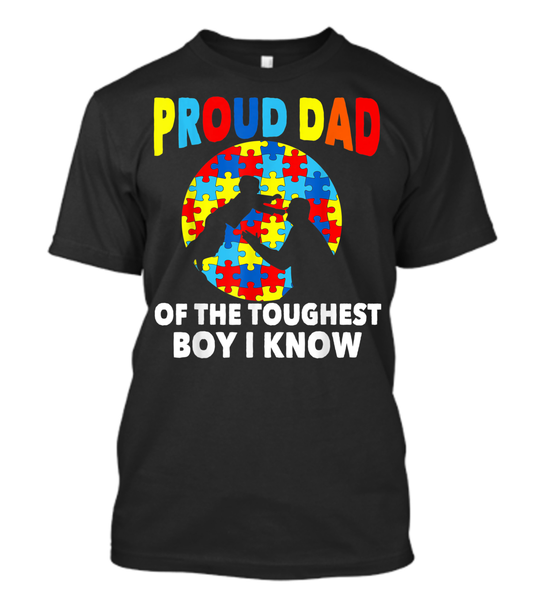 Proud Dad Autism Puzzle Piece Of The Toughest Boy I Know T-Shirt